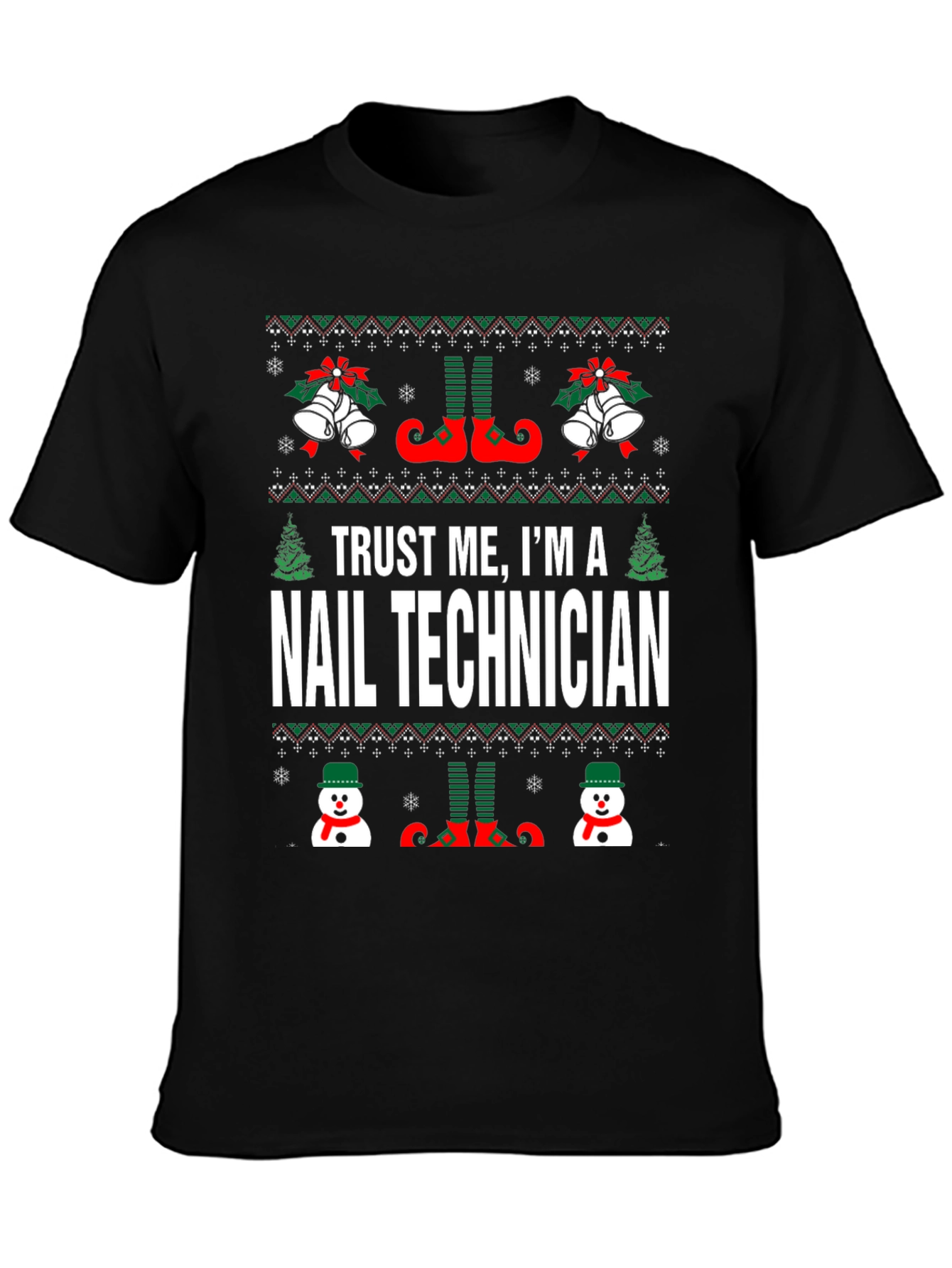 Nail Technician Ugly Christmas T-Shirt