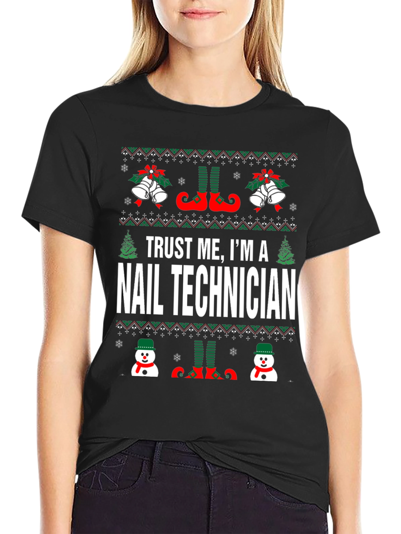 Nail Technician Ugly Christmas T-Shirt