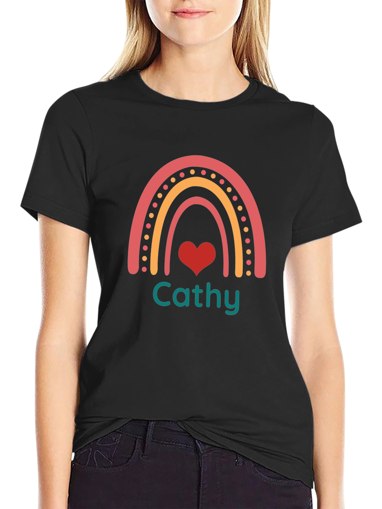Cathy Rainbow Heart Custom T-Shirt - Unisex