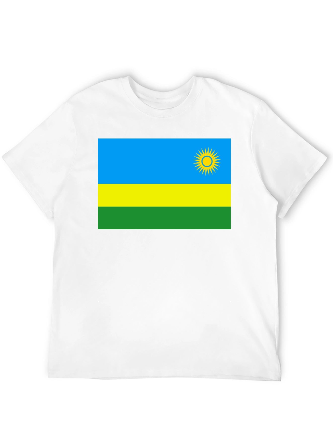 Rwanda Flag Graphic T-Shirt - Black Cotton Tee