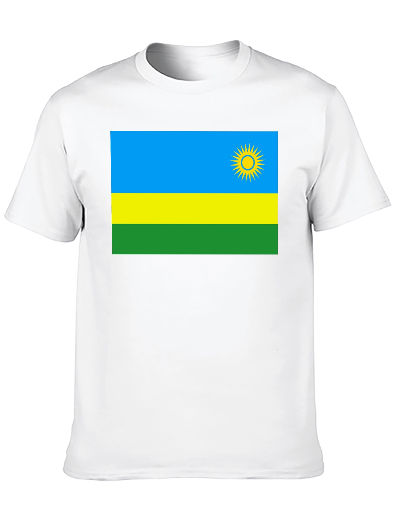 Rwanda Flag Graphic T-Shirt - Black Cotton Tee