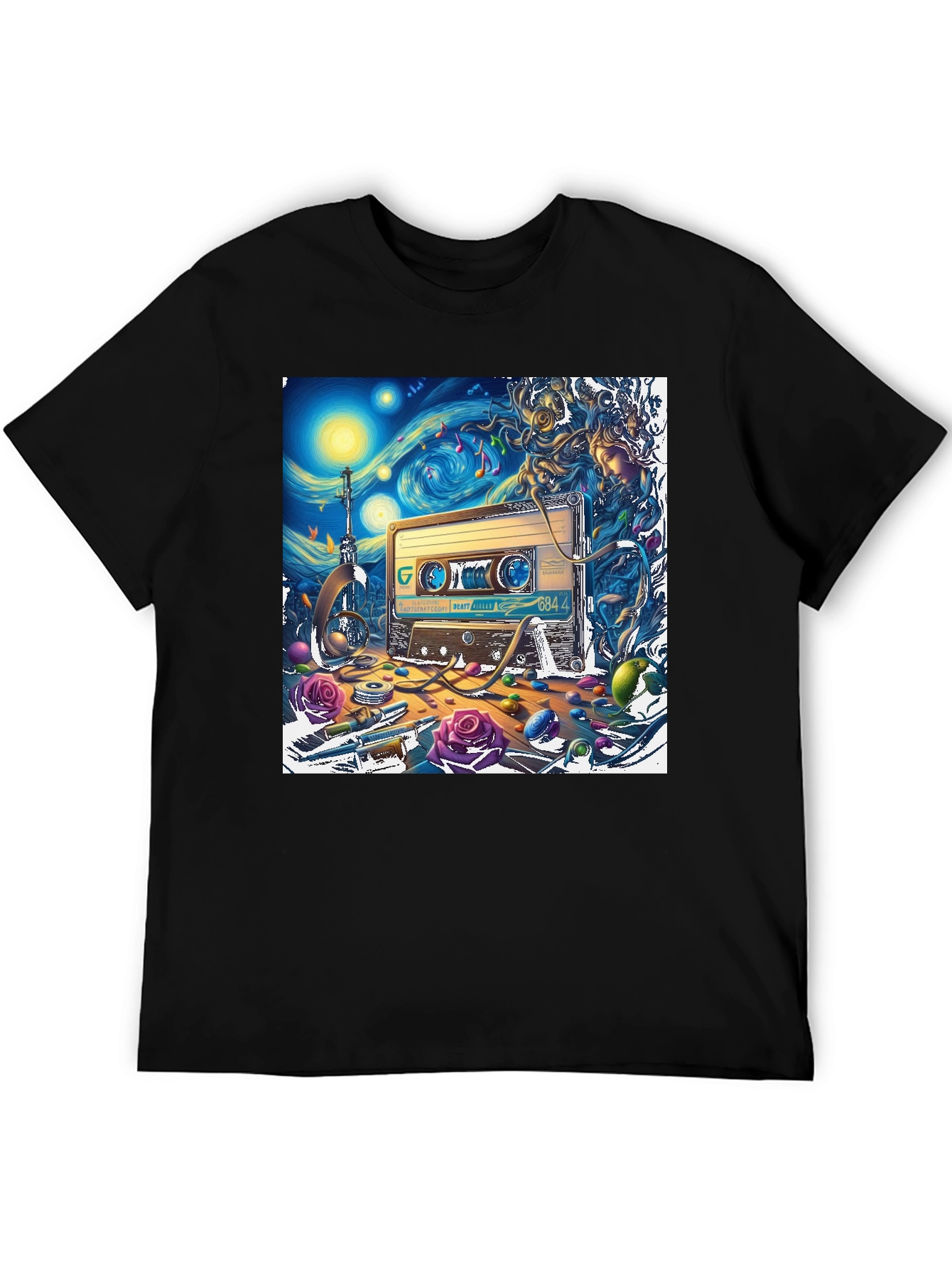 Cassette Tape Van Gogh Starry Night T-Shirt