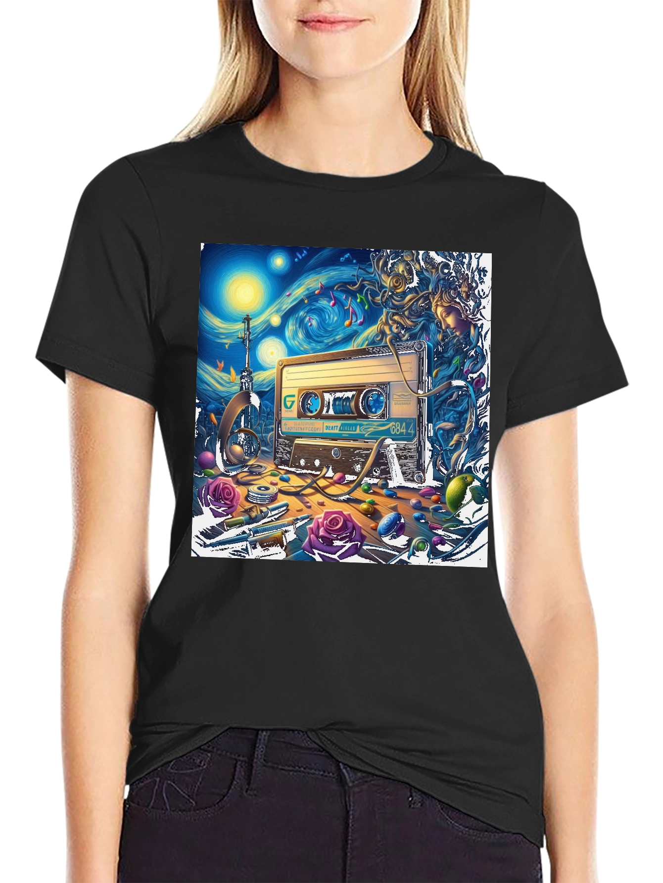 Cassette Tape Van Gogh Starry Night T-Shirt