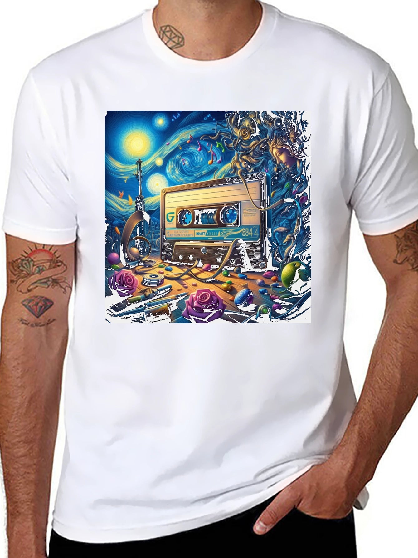 Cassette Tape Van Gogh Starry Night T-Shirt