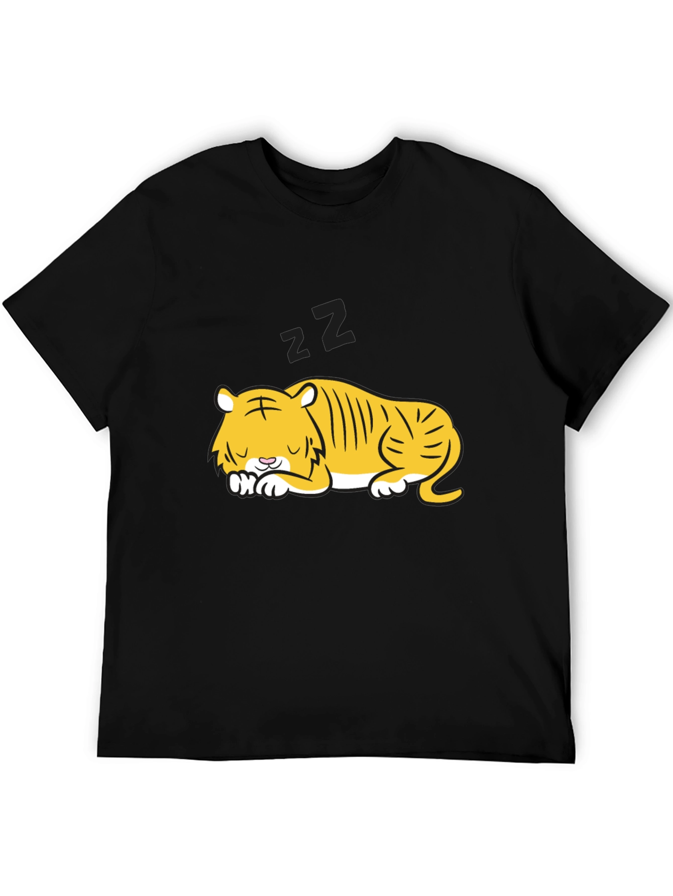 Sleeping Tiger Graphic Tee - Black Cotton Comfort