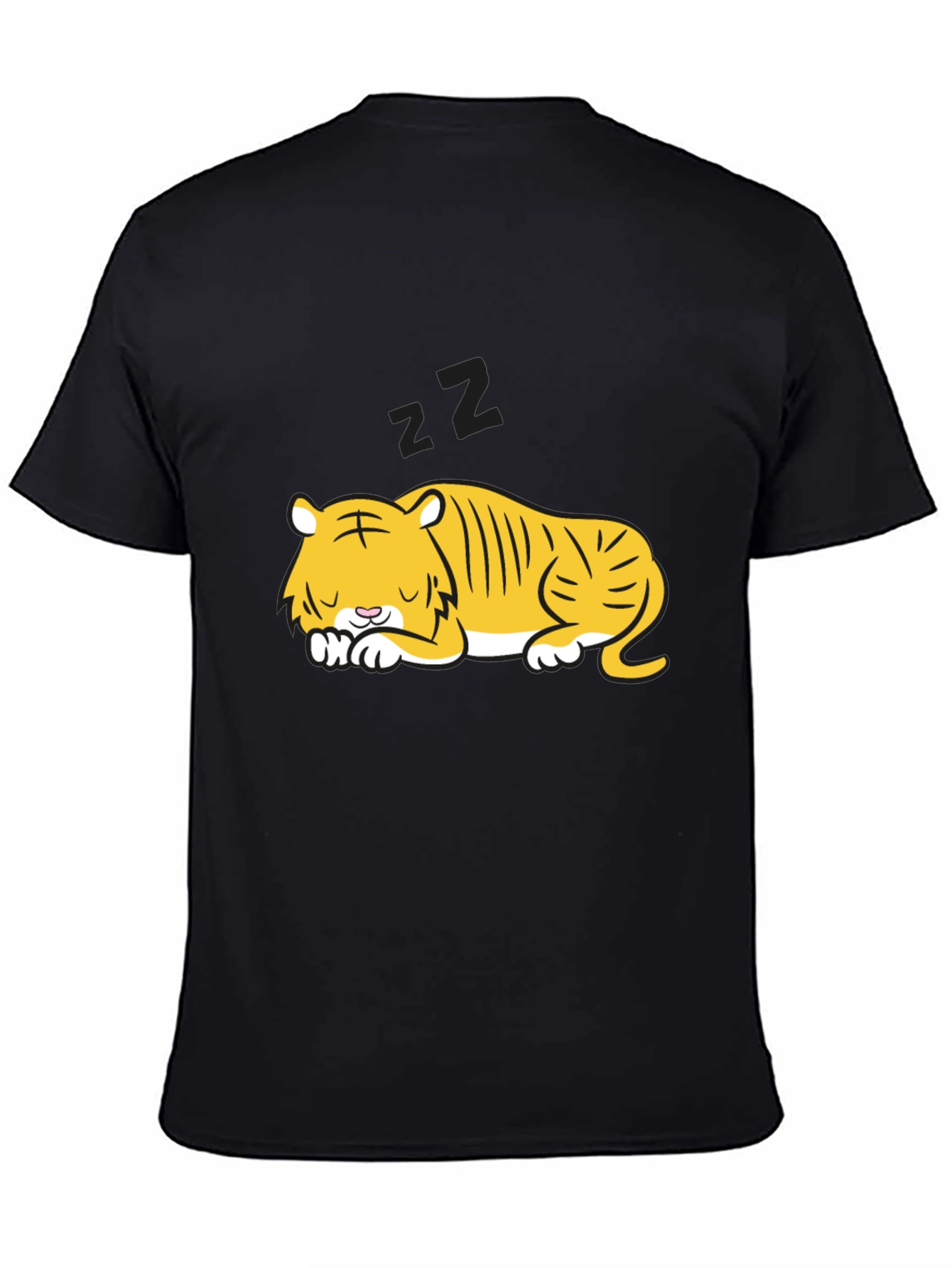 Sleeping Tiger Graphic Tee - Black Cotton Comfort
