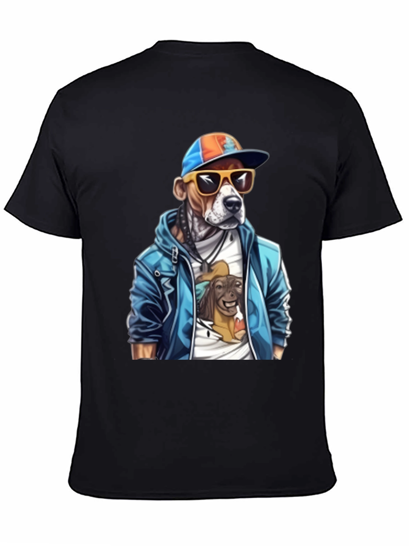 Dog in Hoodie Graphic T-Shirt