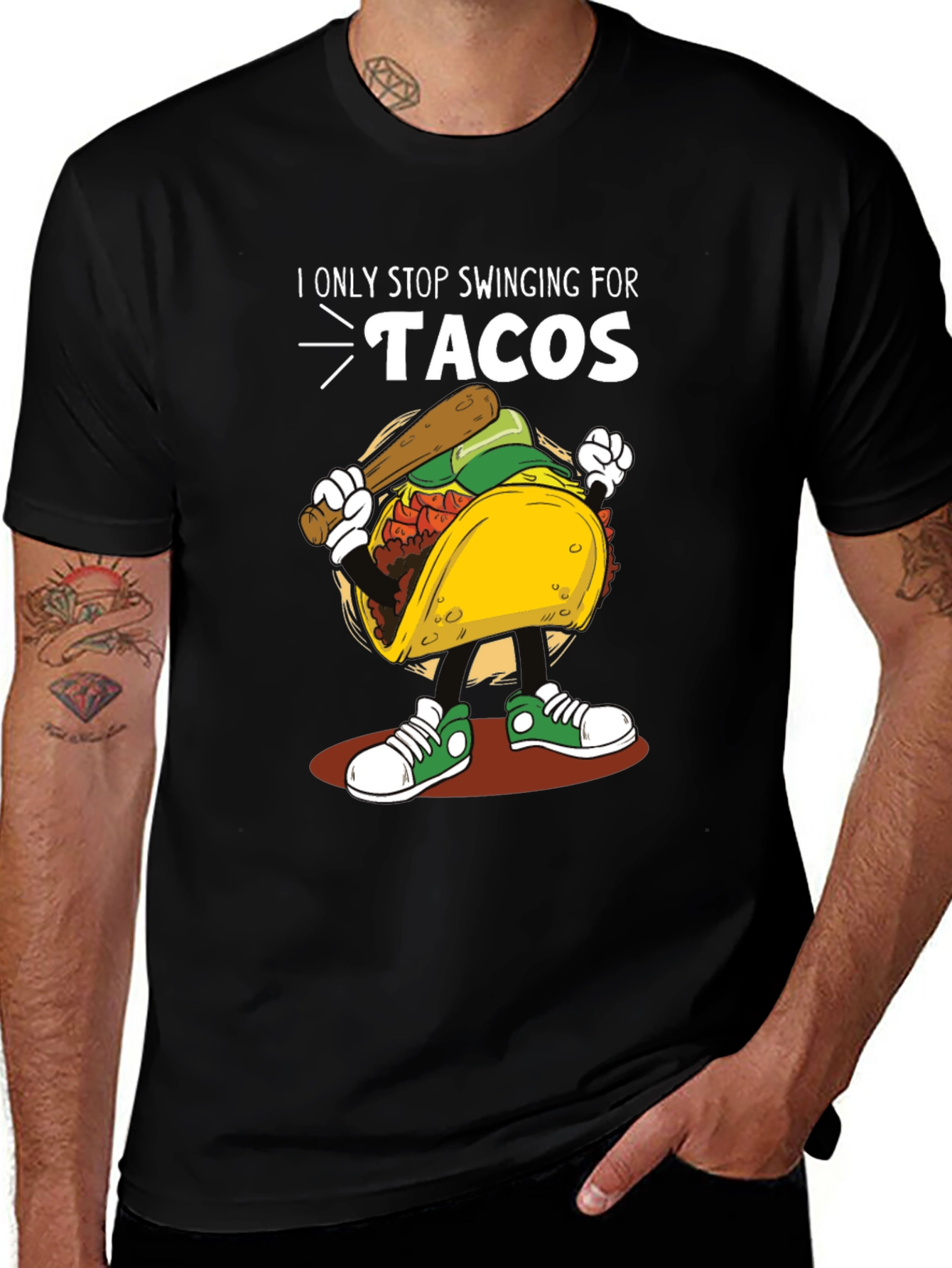 Tacos Baseball Swing T-Shirt Novelty Tee