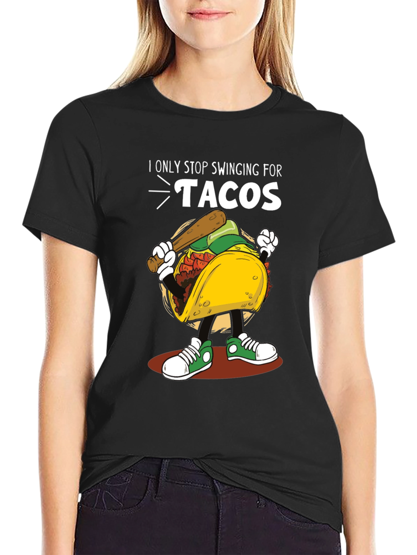 Tacos Baseball Swing T-Shirt Novelty Tee
