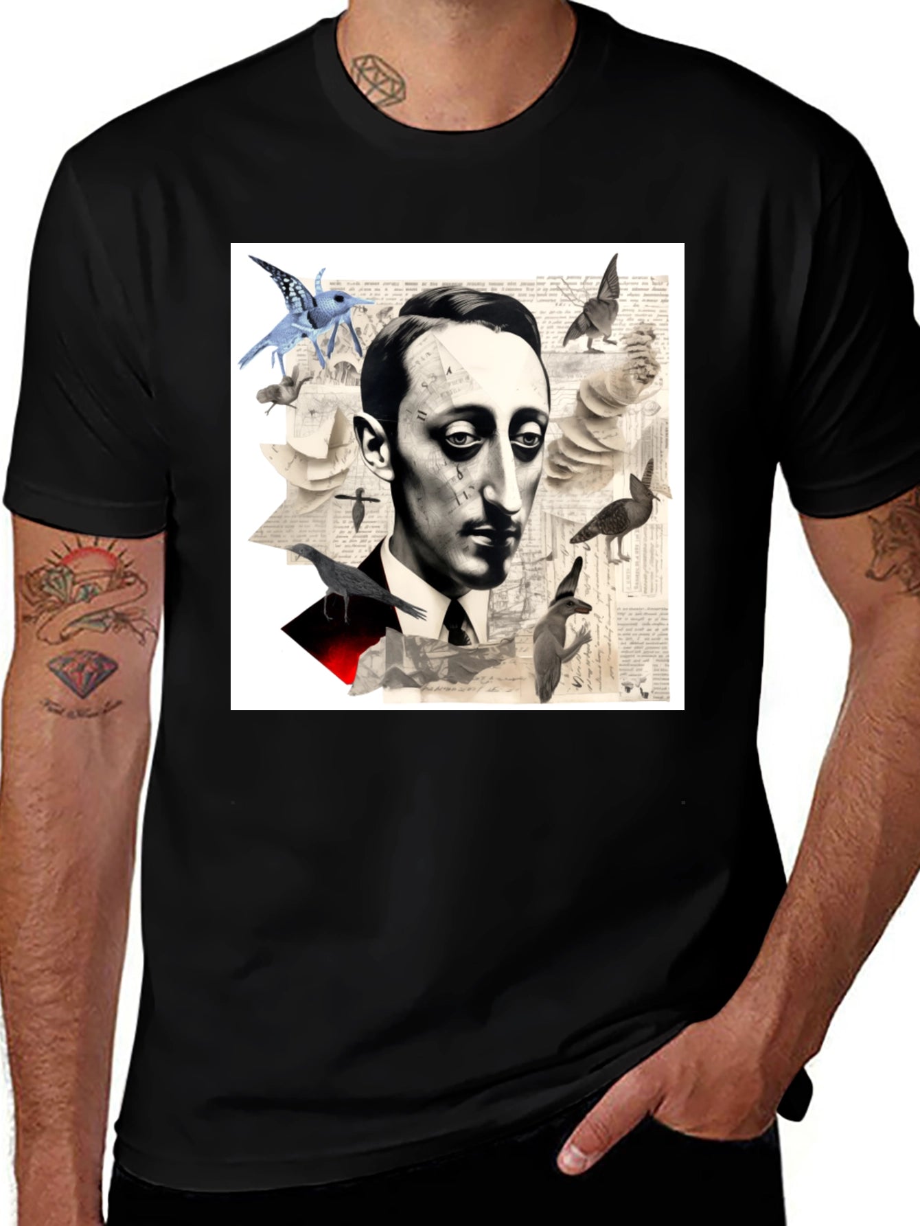 Surrealist Literary T-Shirt: Portrait with Birds