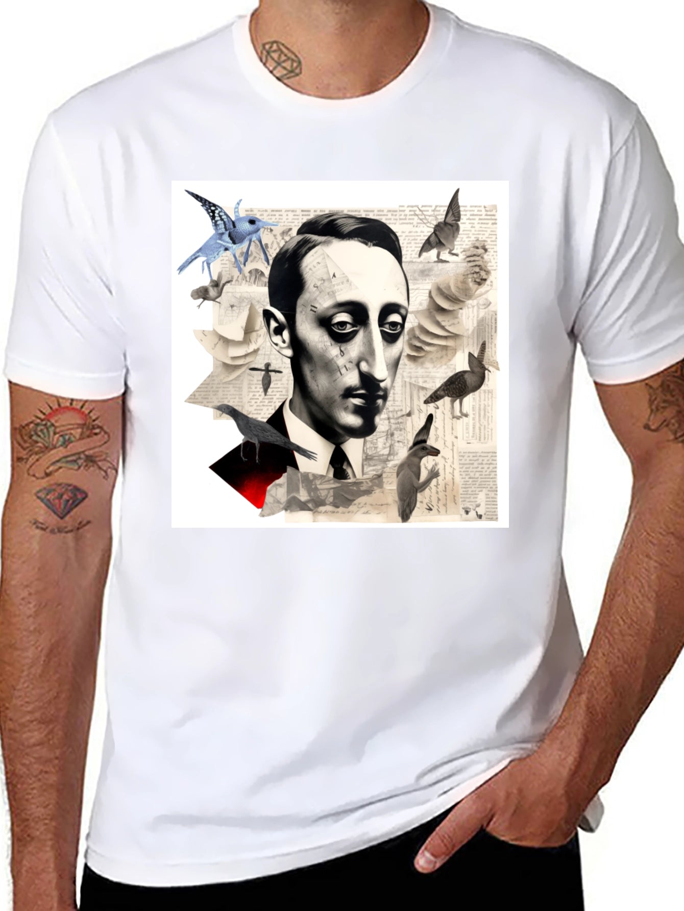 Surrealist Literary T-Shirt: Portrait with Birds