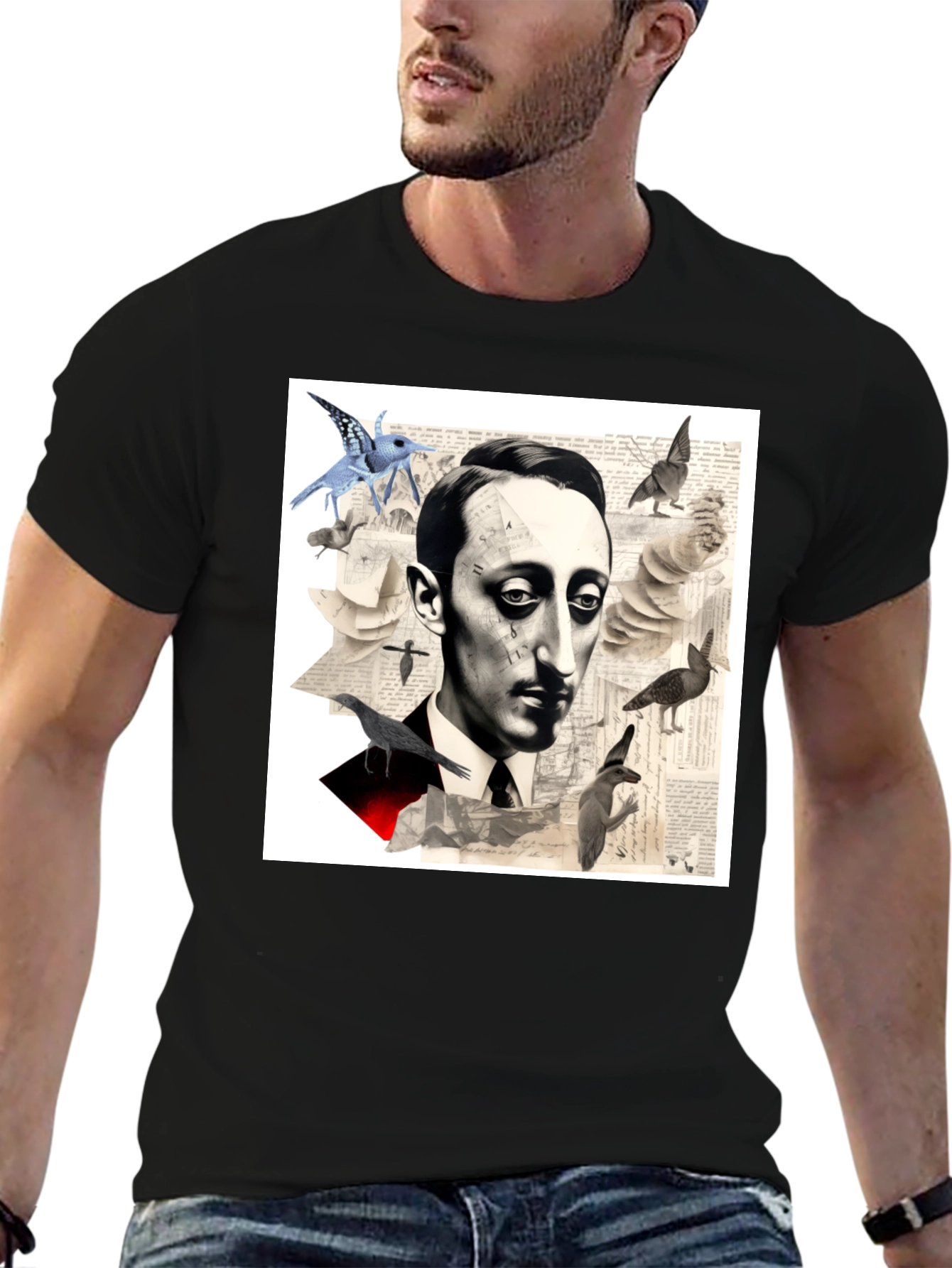 Surrealist Literary T-Shirt: Portrait with Birds