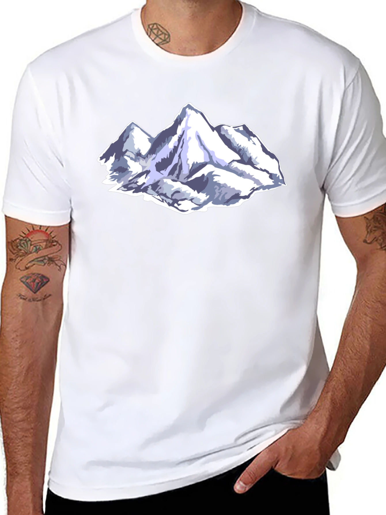 Mountain Peak Graphic Tee - Black Cotton Blend