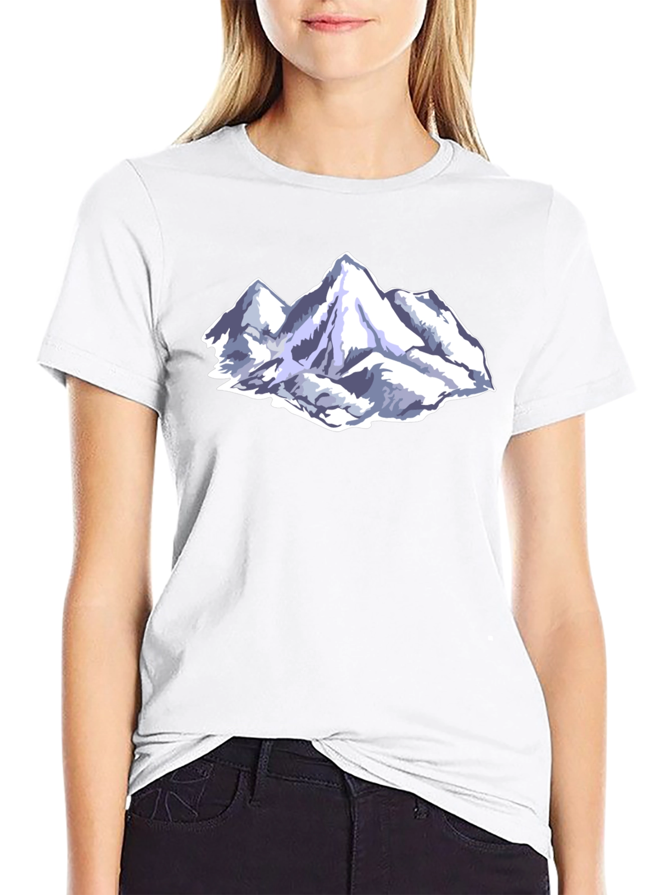 Mountain Peak Graphic Tee - Black Cotton Blend