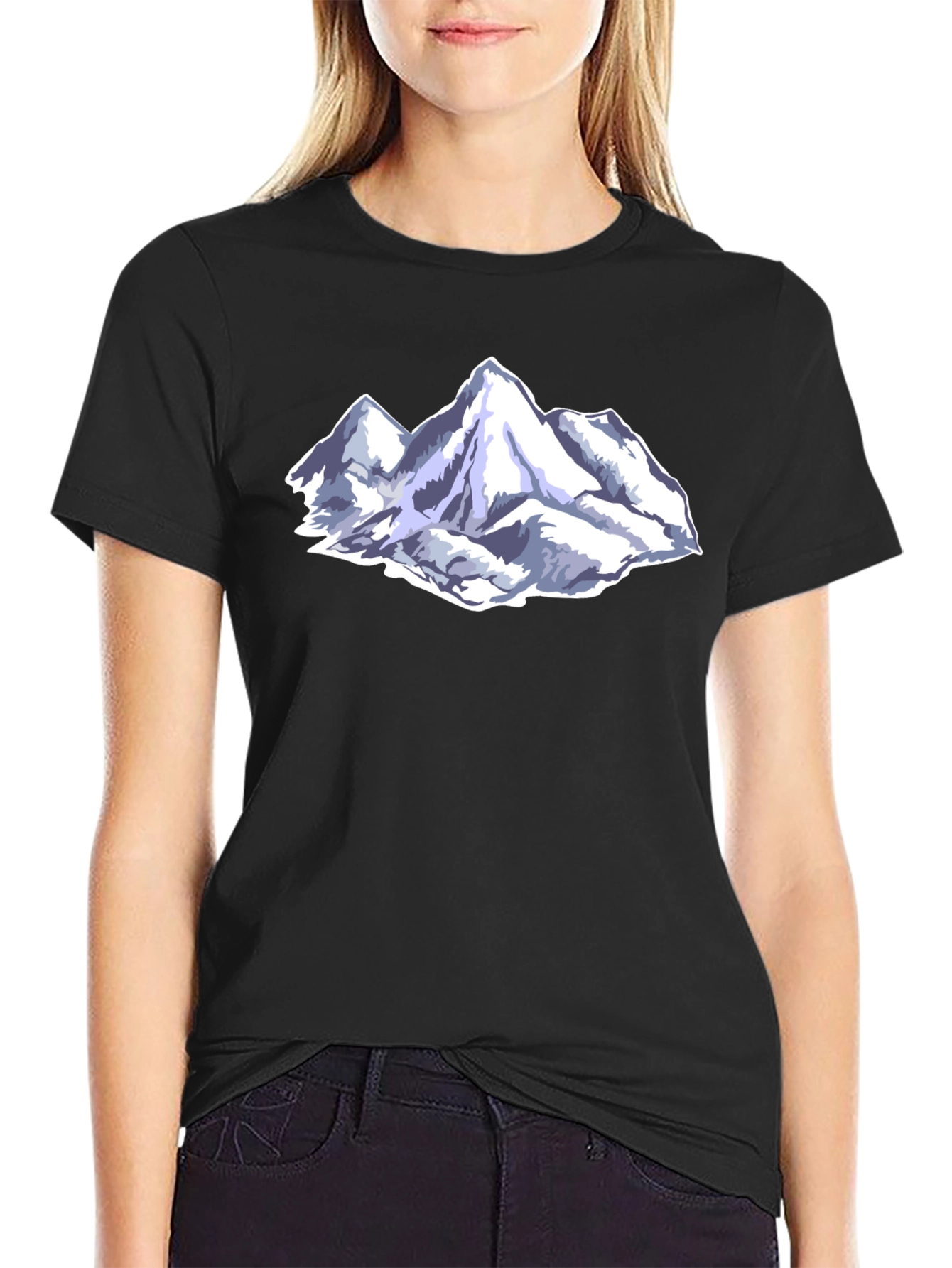 Mountain Peak Graphic Tee - Black Cotton Blend