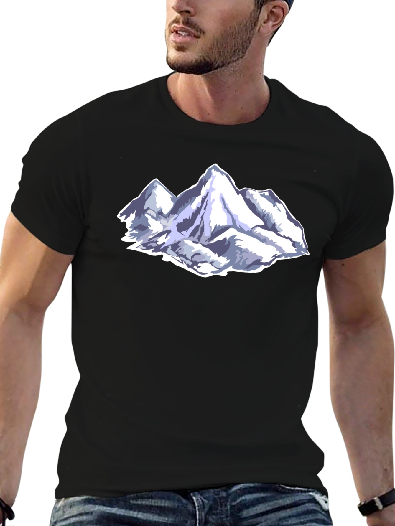 Mountain Peak Graphic Tee - Black Cotton Blend