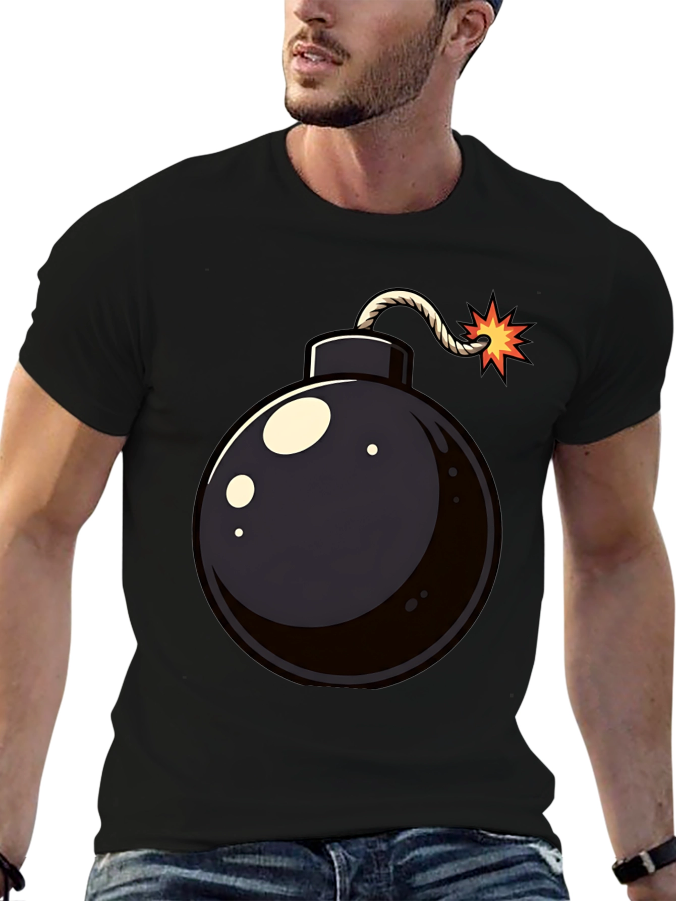 Bomb Graphic Print Black T-Shirt