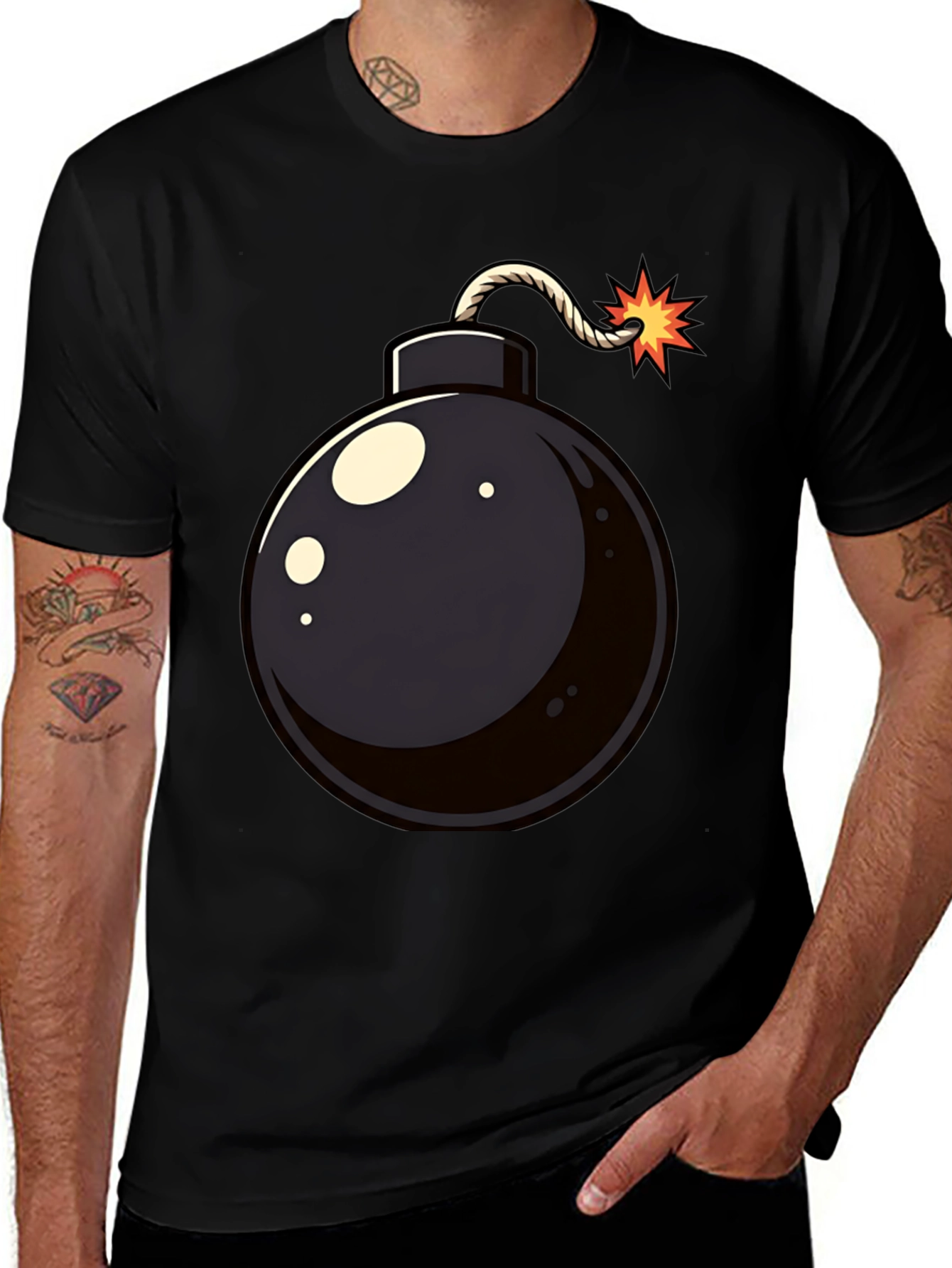 Bomb Graphic Print Black T-Shirt
