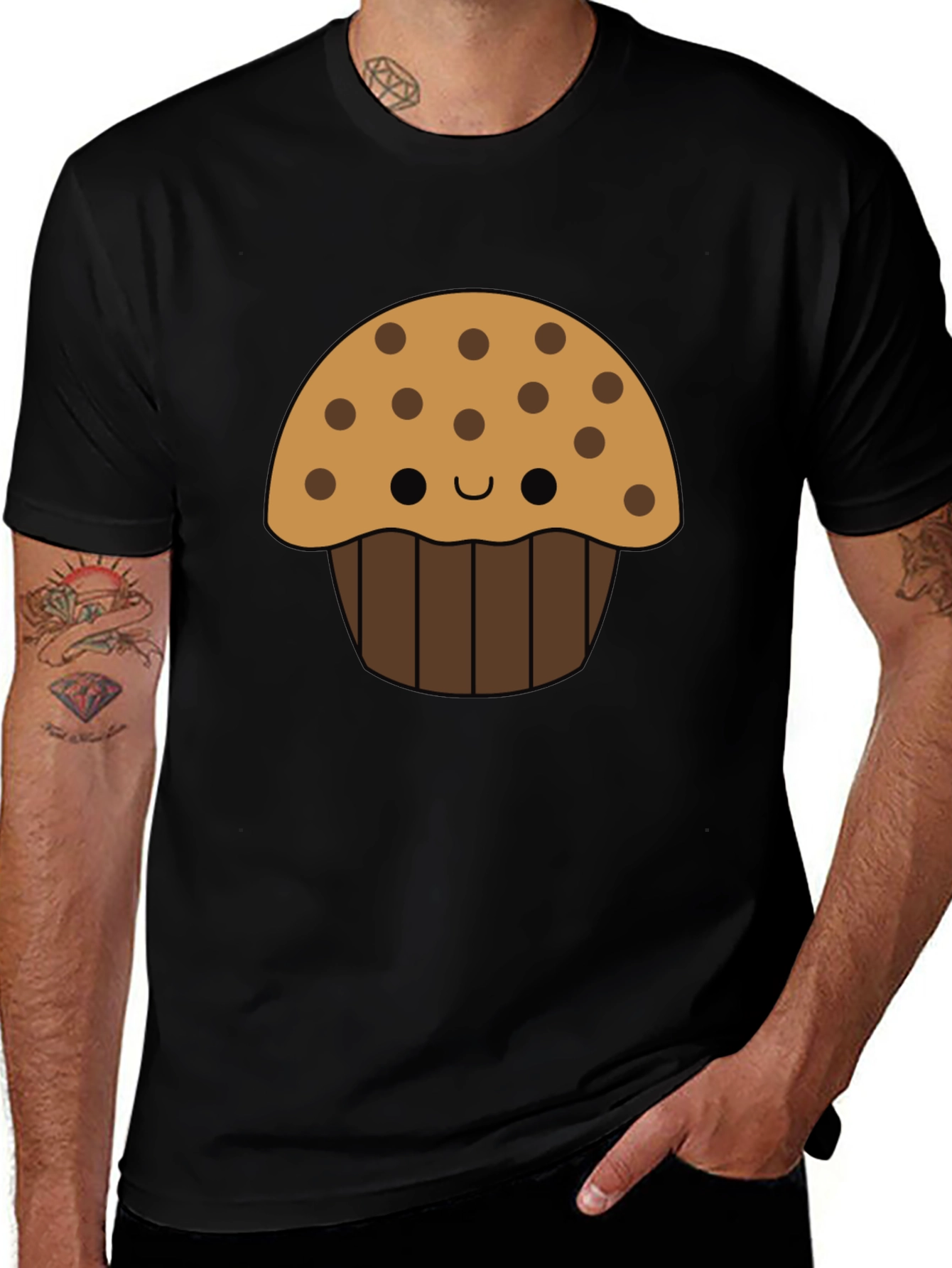 Cute Cartoon Muffin Graphic T-Shirt