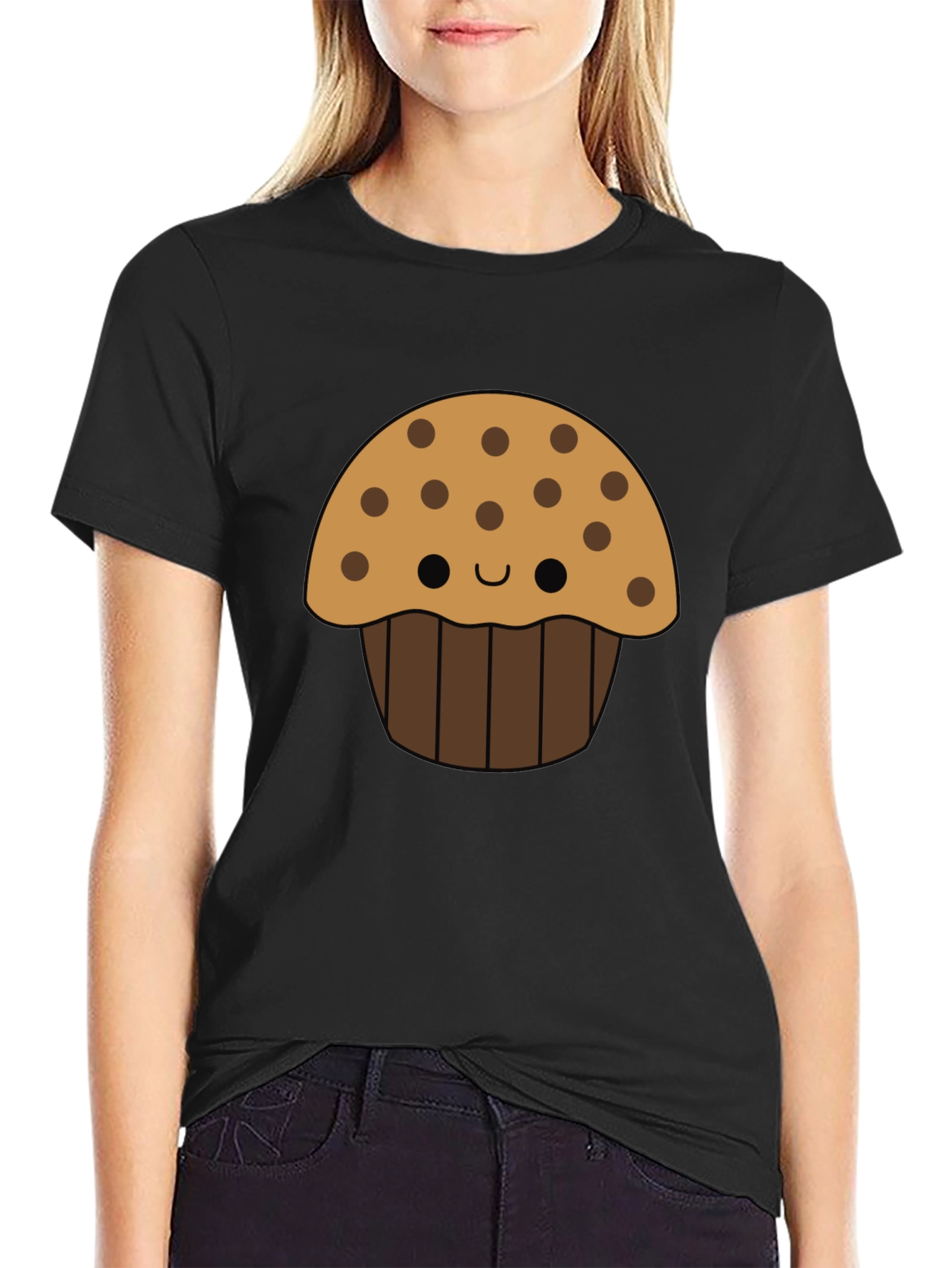 Cute Cartoon Muffin Graphic T-Shirt