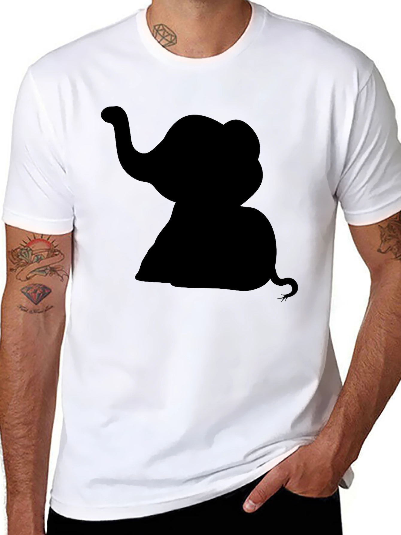 Elephant Silhouette Black T-Shirt - Classic Cotton Tee