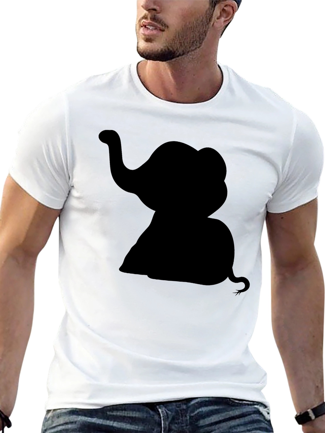 Elephant Silhouette Black T-Shirt - Classic Cotton Tee