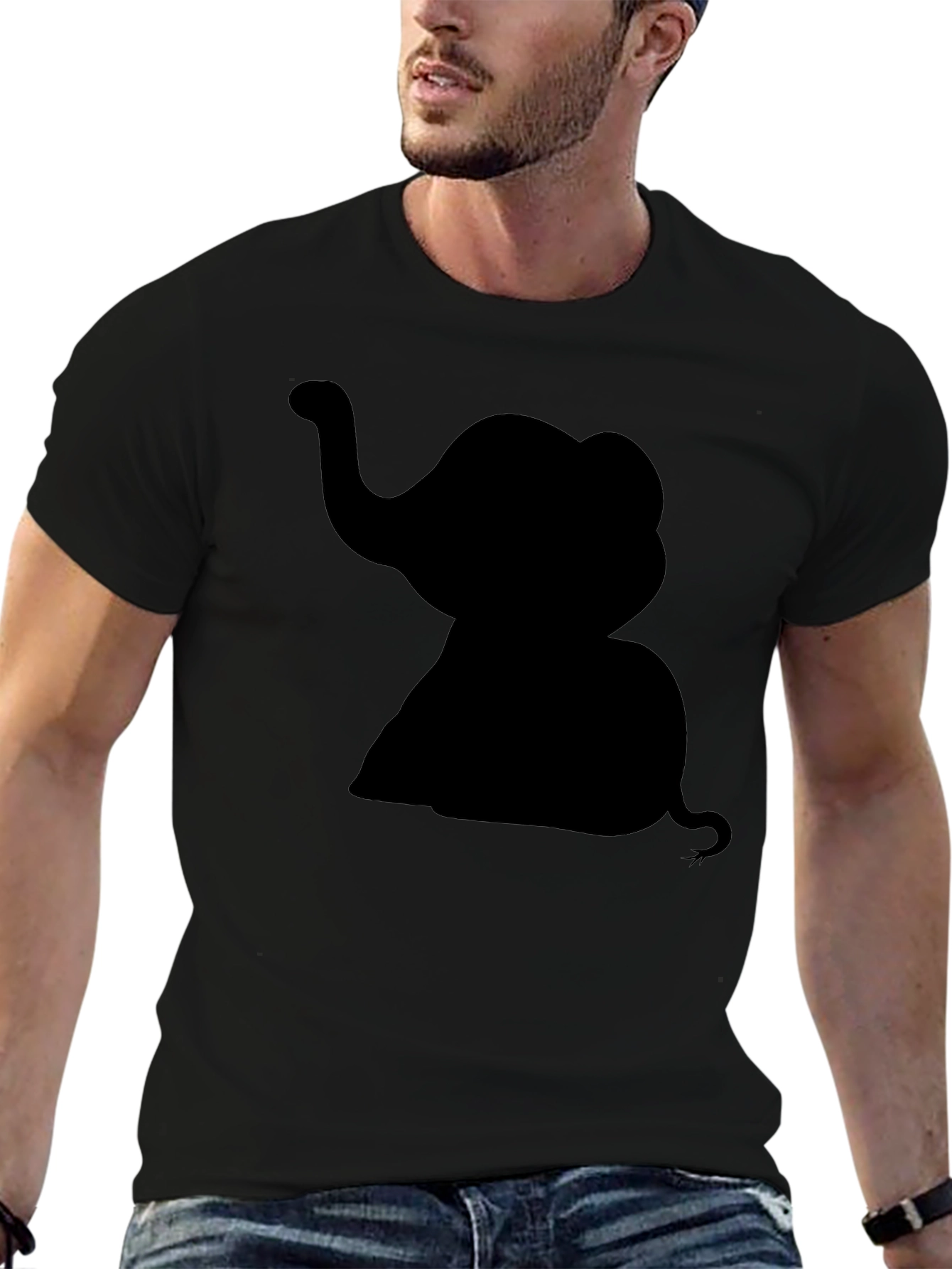 Elephant Silhouette Black T-Shirt - Classic Cotton Tee