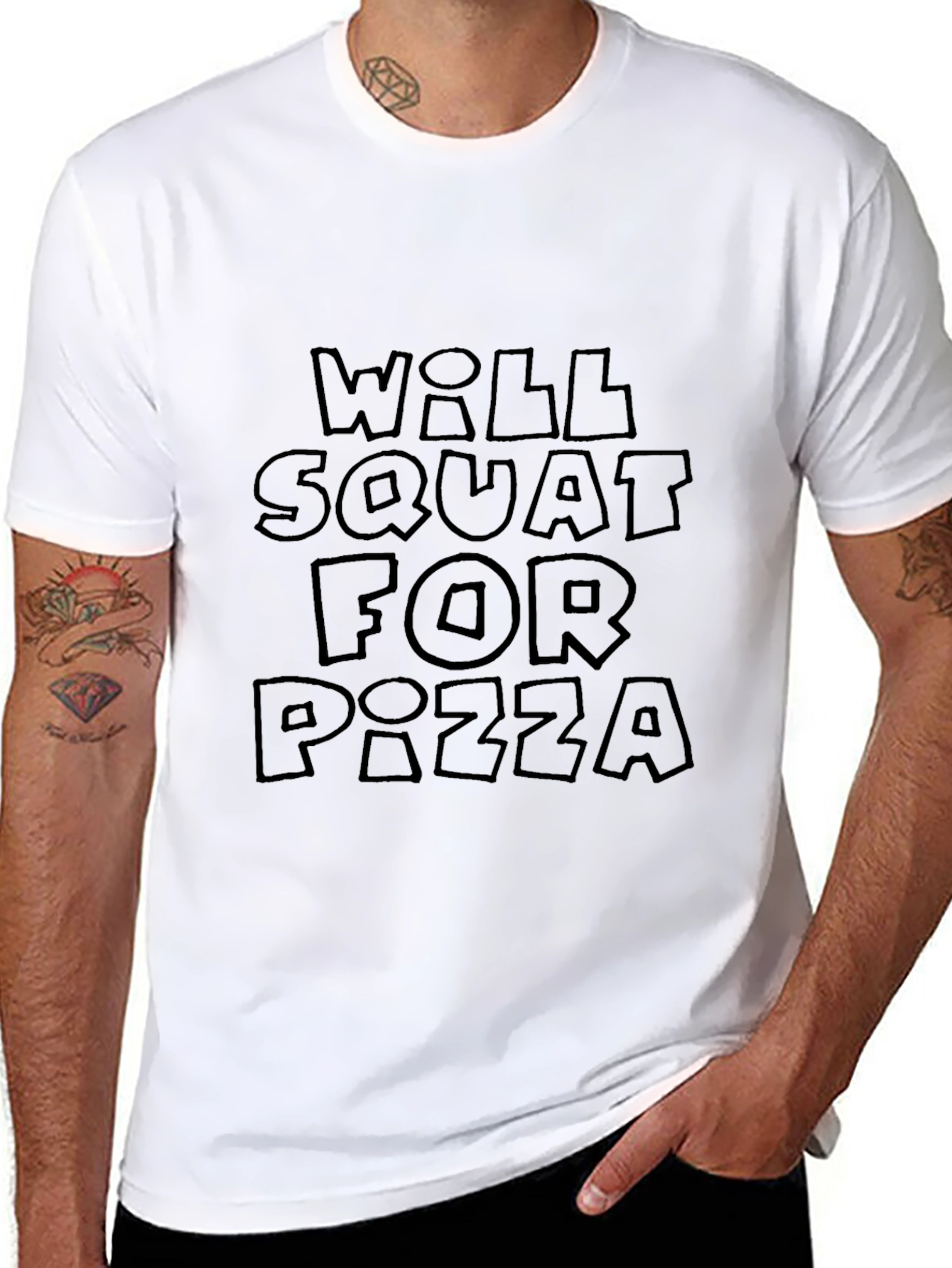 Will Squat for Pizza Graphic T-Shirt