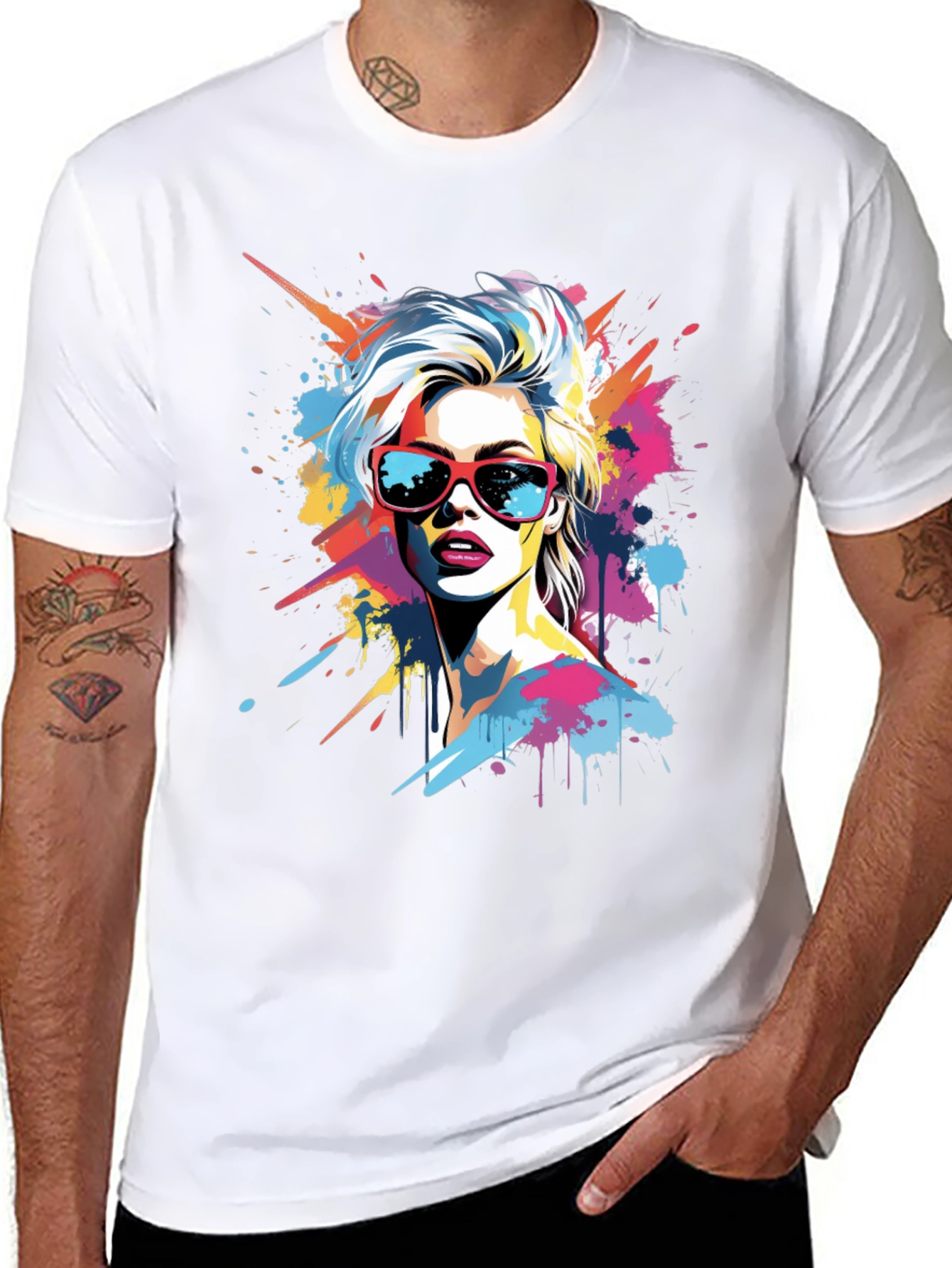 Pop Art Woman Graphic Tee - Stylish Black T-Shirt