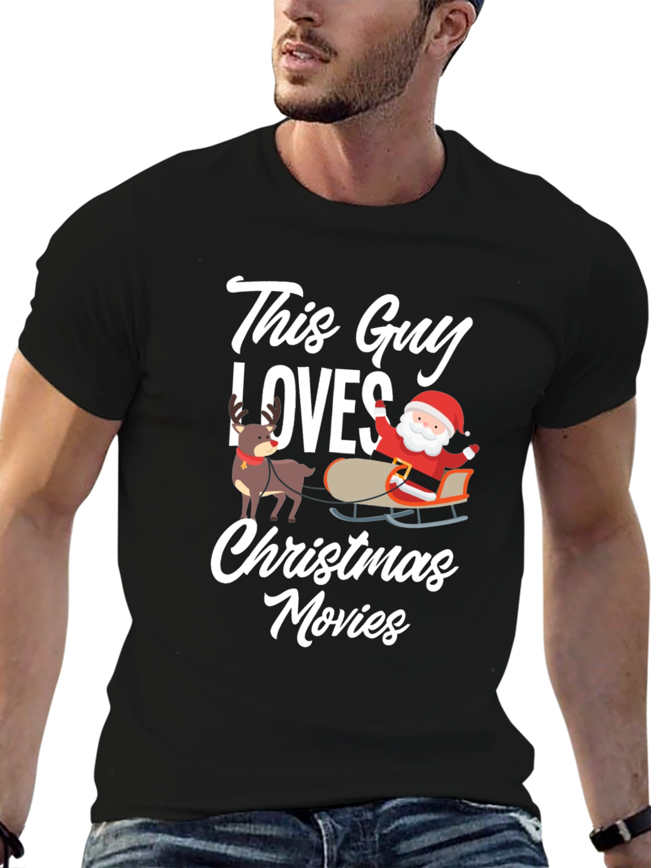 Christmas Movies Graphic Tee - This Guy Loves Santa!
