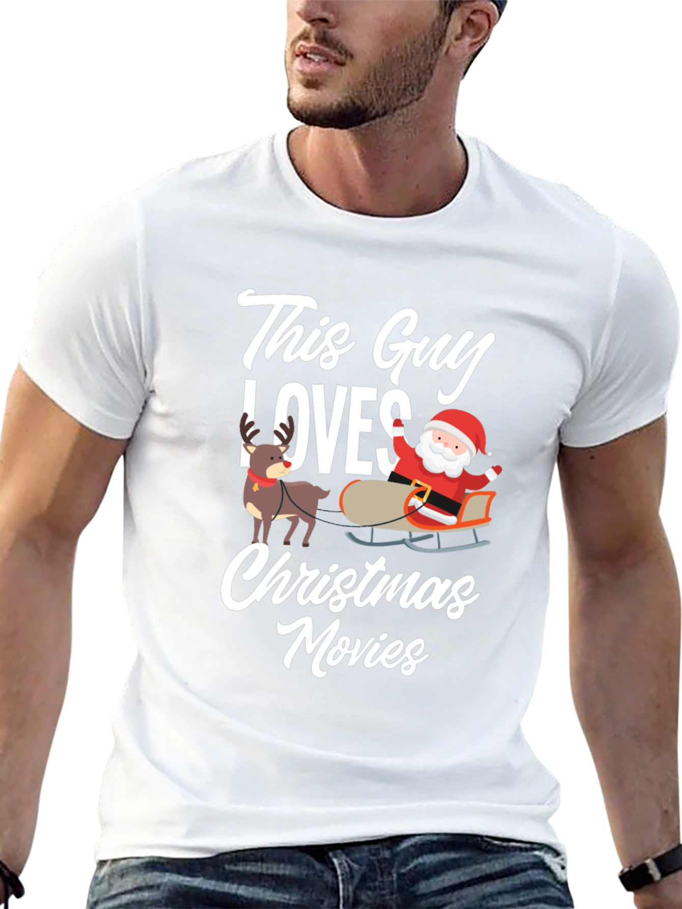 Christmas Movies Graphic Tee - This Guy Loves Santa!