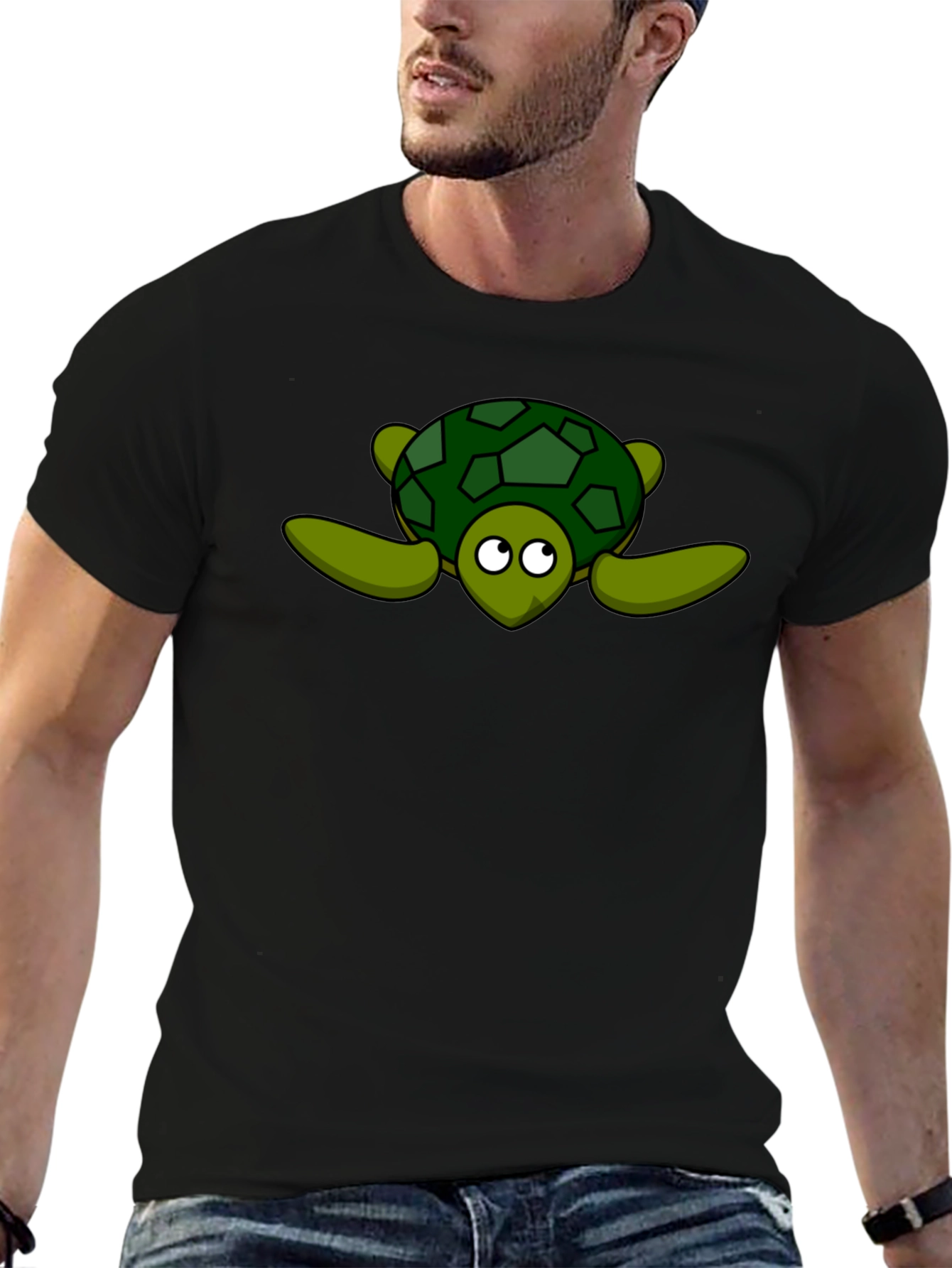 Cute Turtle Graphic Black T-Shirt