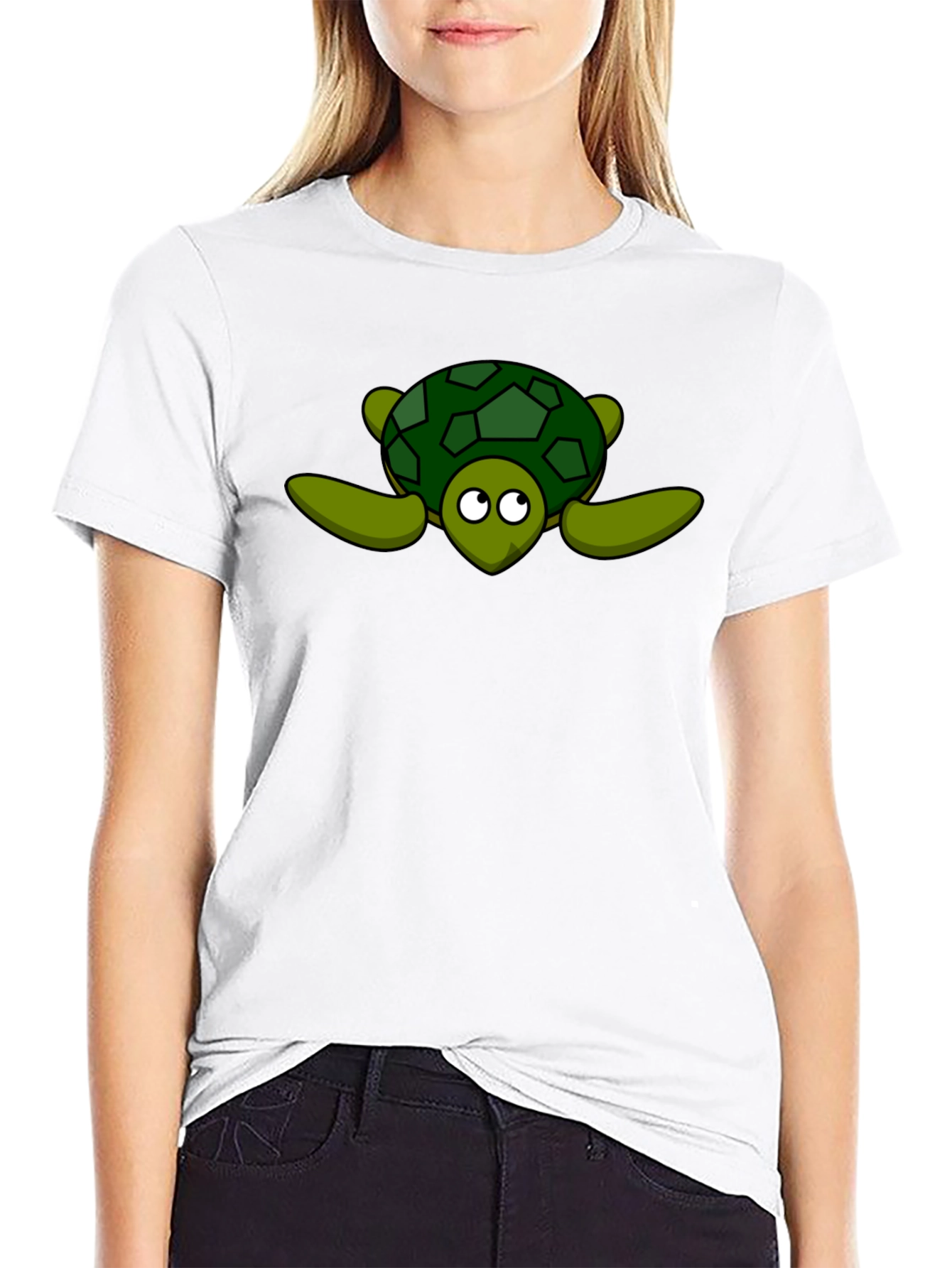 Cute Turtle Graphic Black T-Shirt