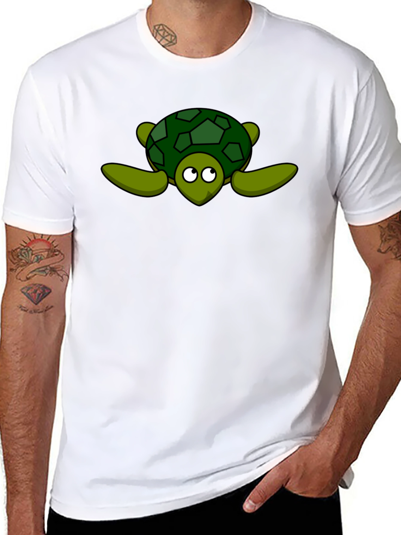 Cute Turtle Graphic Black T-Shirt