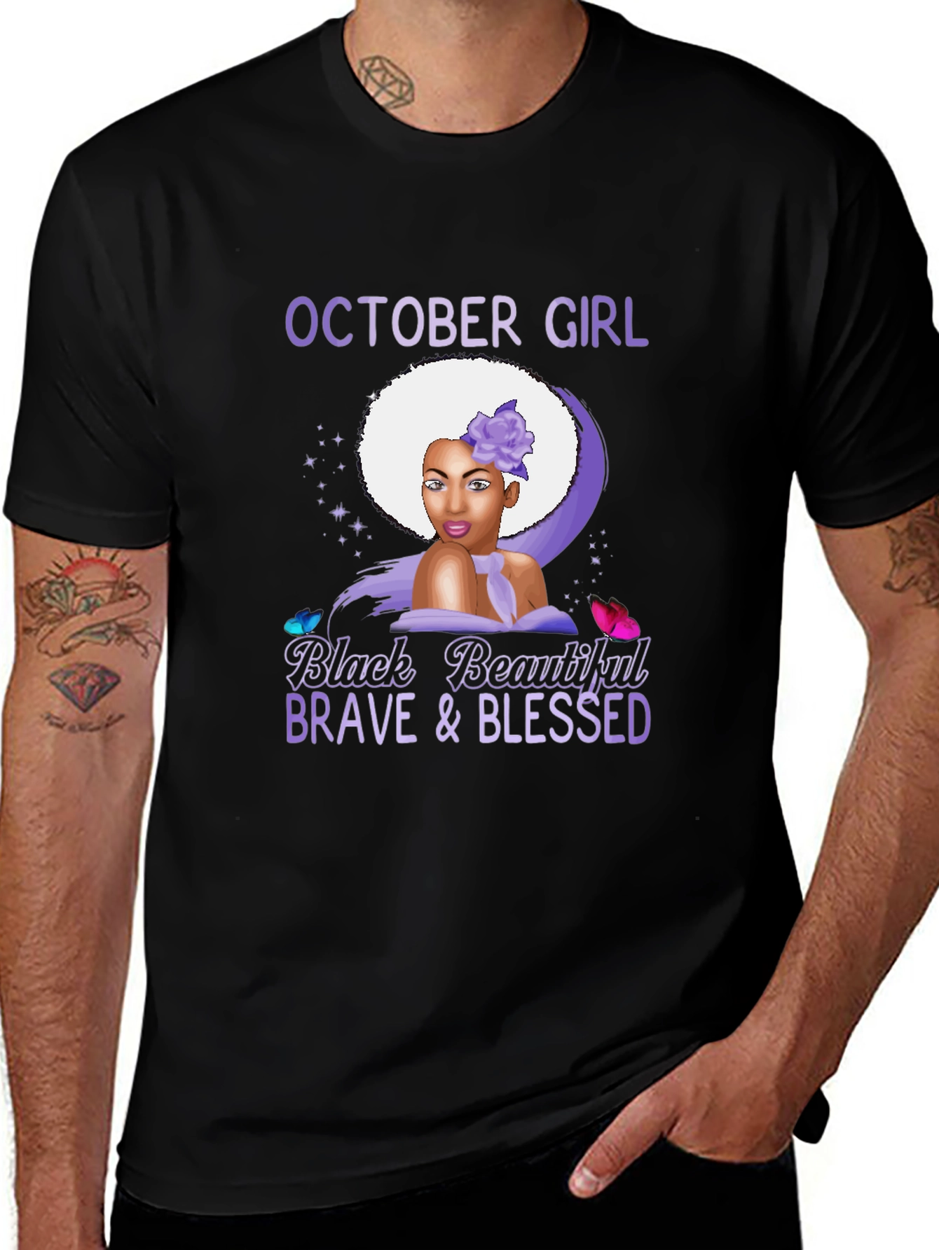 October Girl T-Shirt - Black Beautiful Brave Blessed