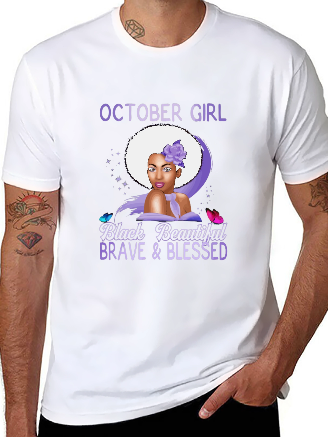 October Girl T-Shirt - Black Beautiful Brave Blessed