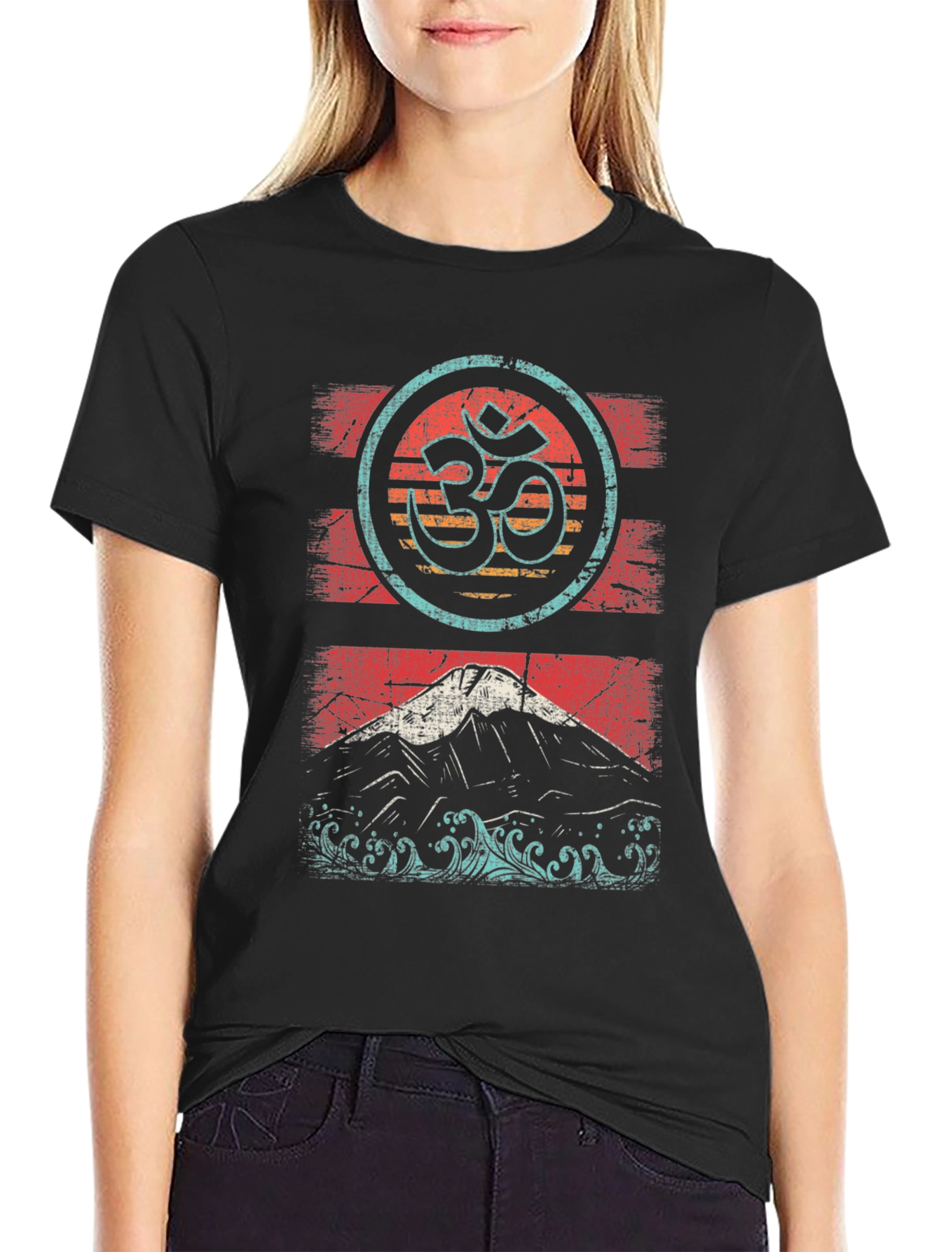Om & Mountain Graphic Tee - Relaxed Fit
