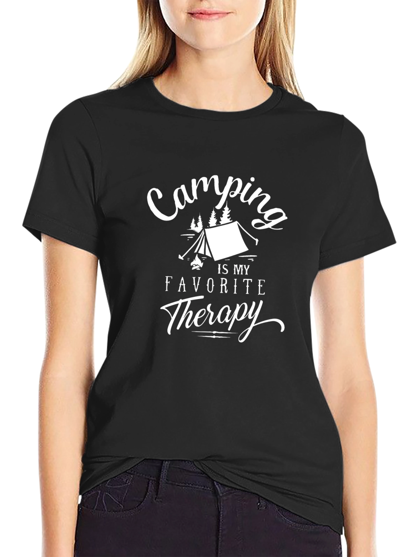 Camping Therapy Black Graphic Tee