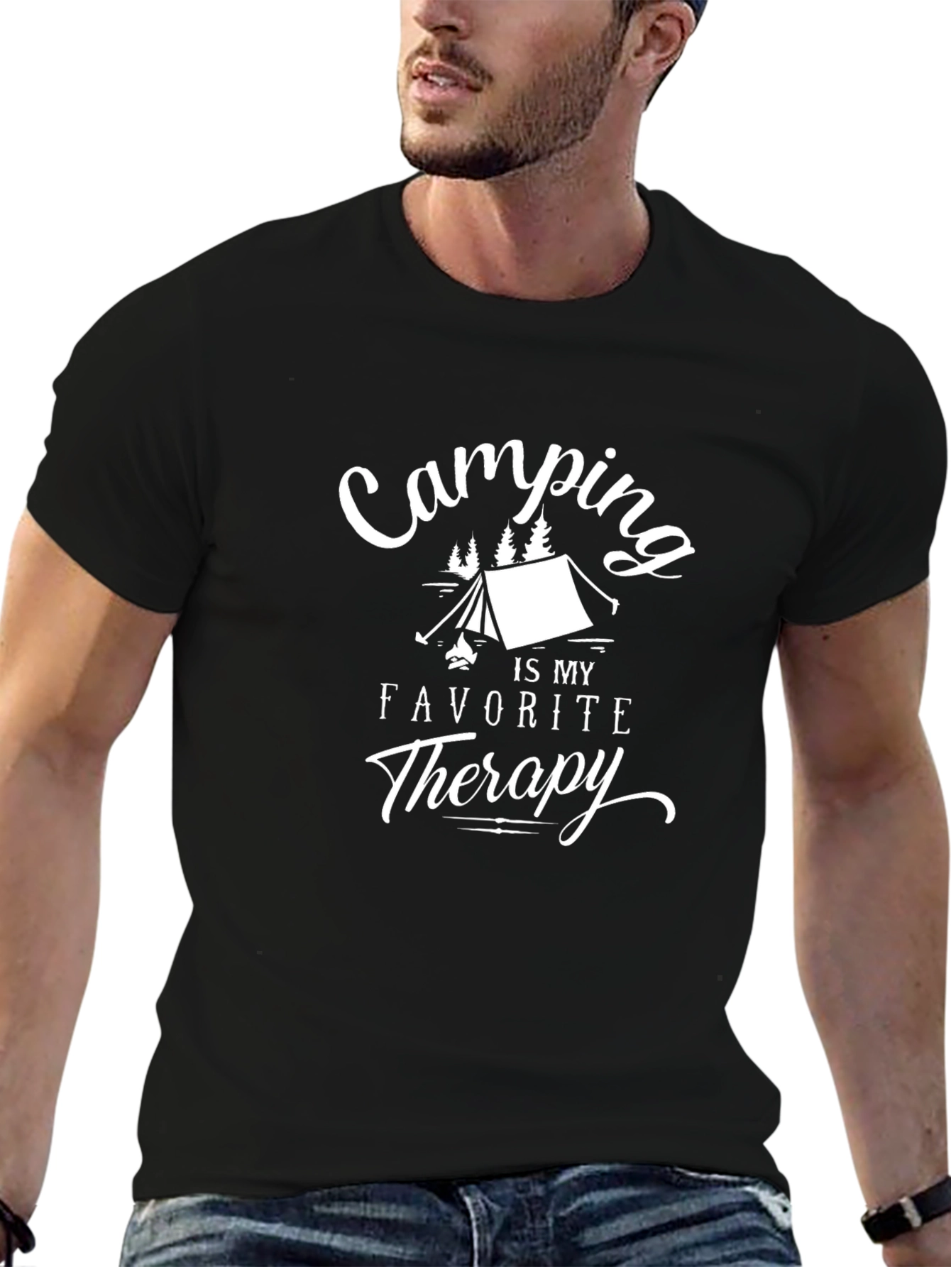 Camping Therapy Black Graphic Tee