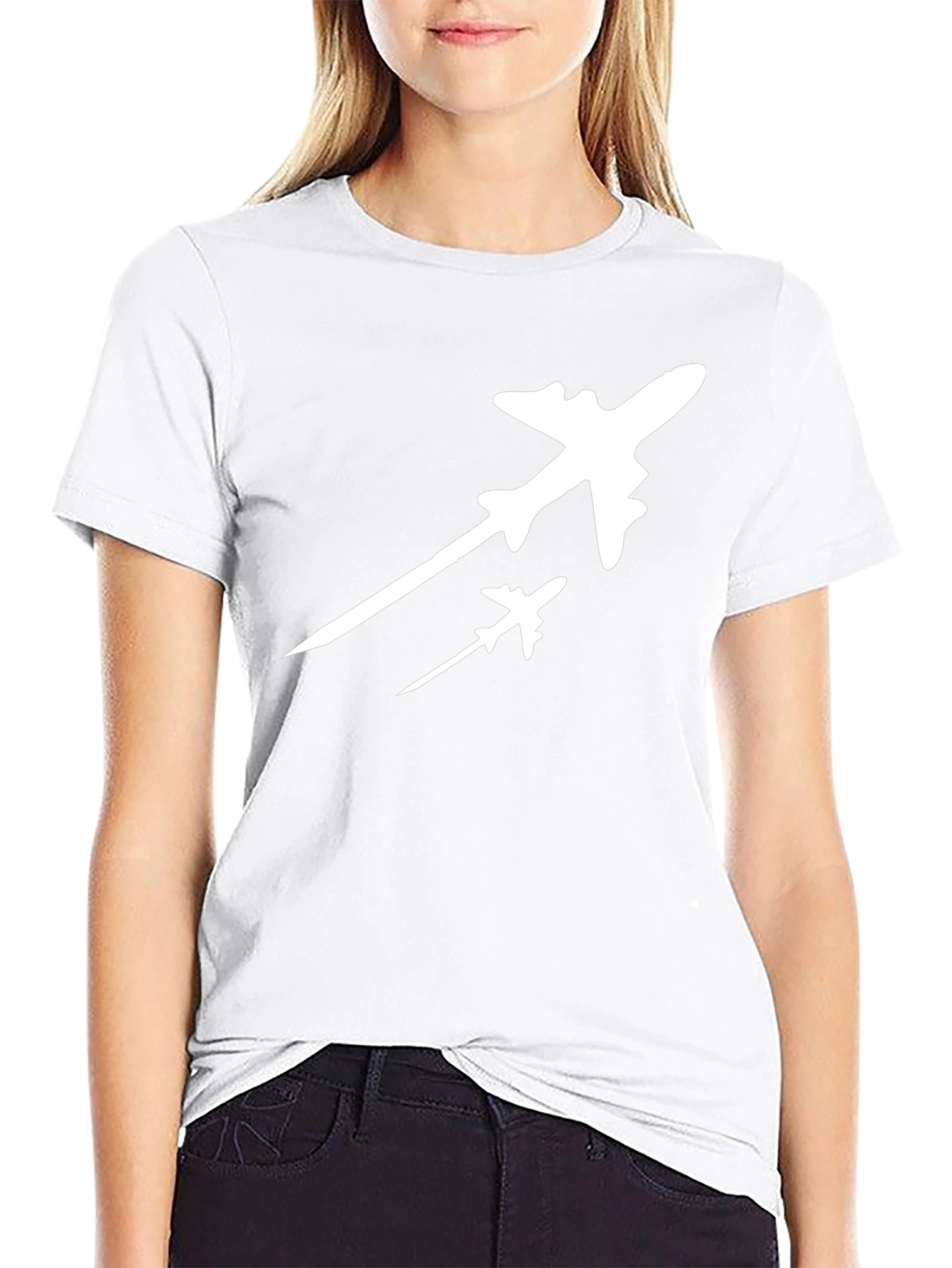 Aircraft Silhouette Graphic Tee - Black Cotton
