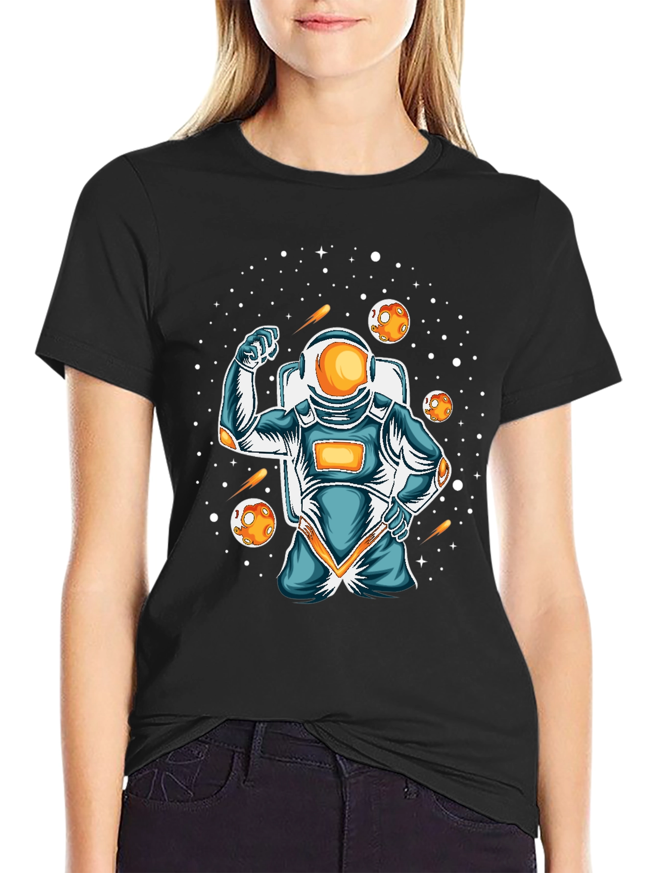 Astronaut Flexing Graphic T-Shirt - Space Lover Apparel