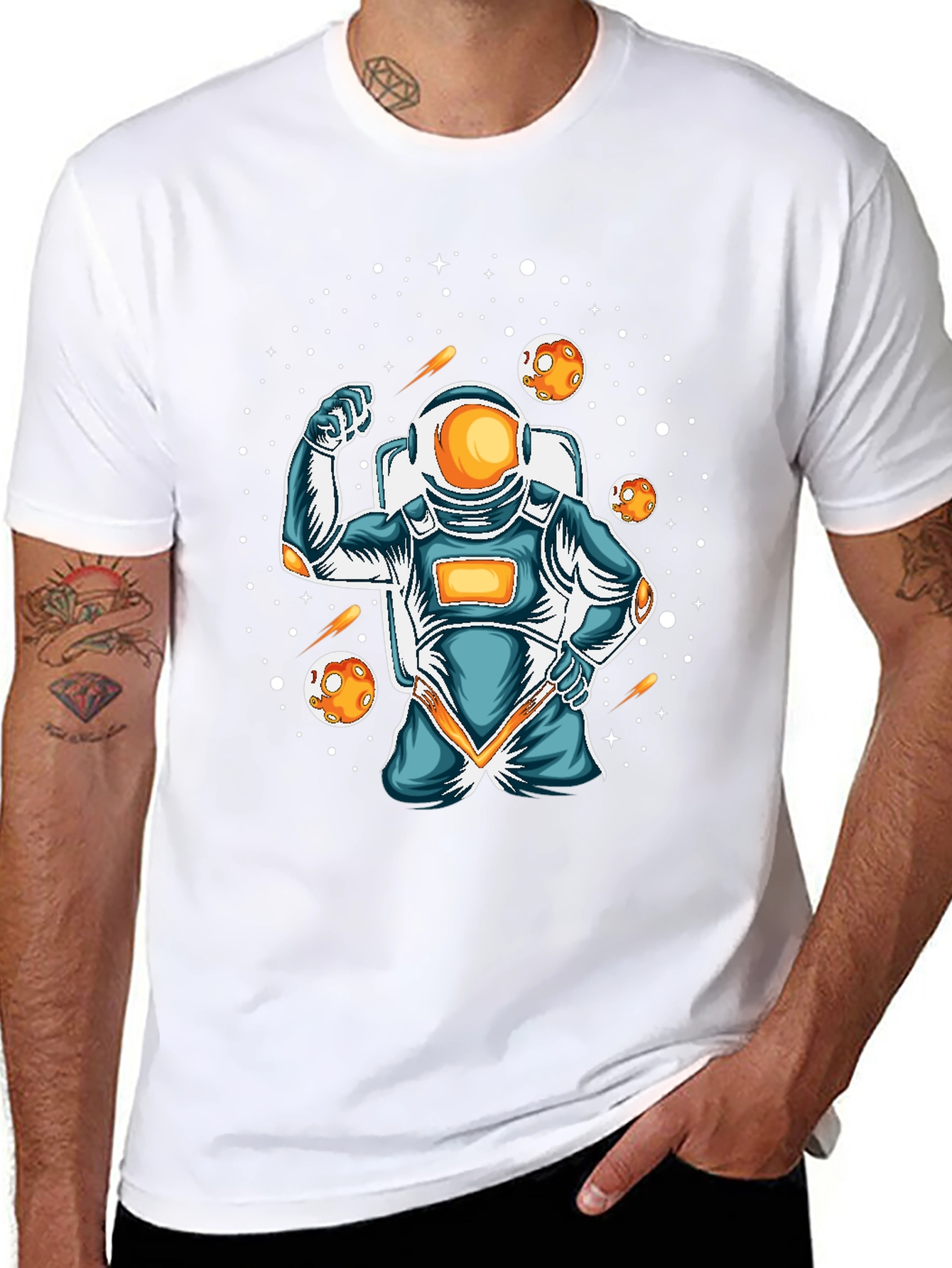 Astronaut Flexing Graphic T-Shirt - Space Lover Apparel