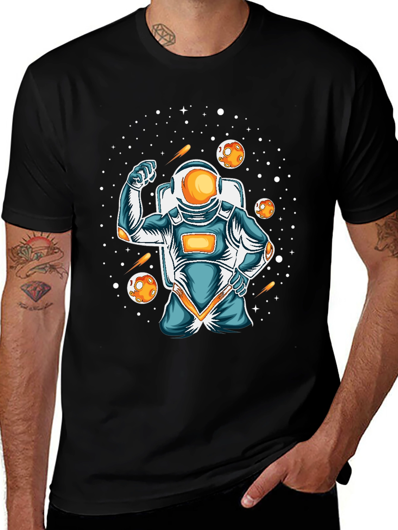 Astronaut Flexing Graphic T-Shirt - Space Lover Apparel