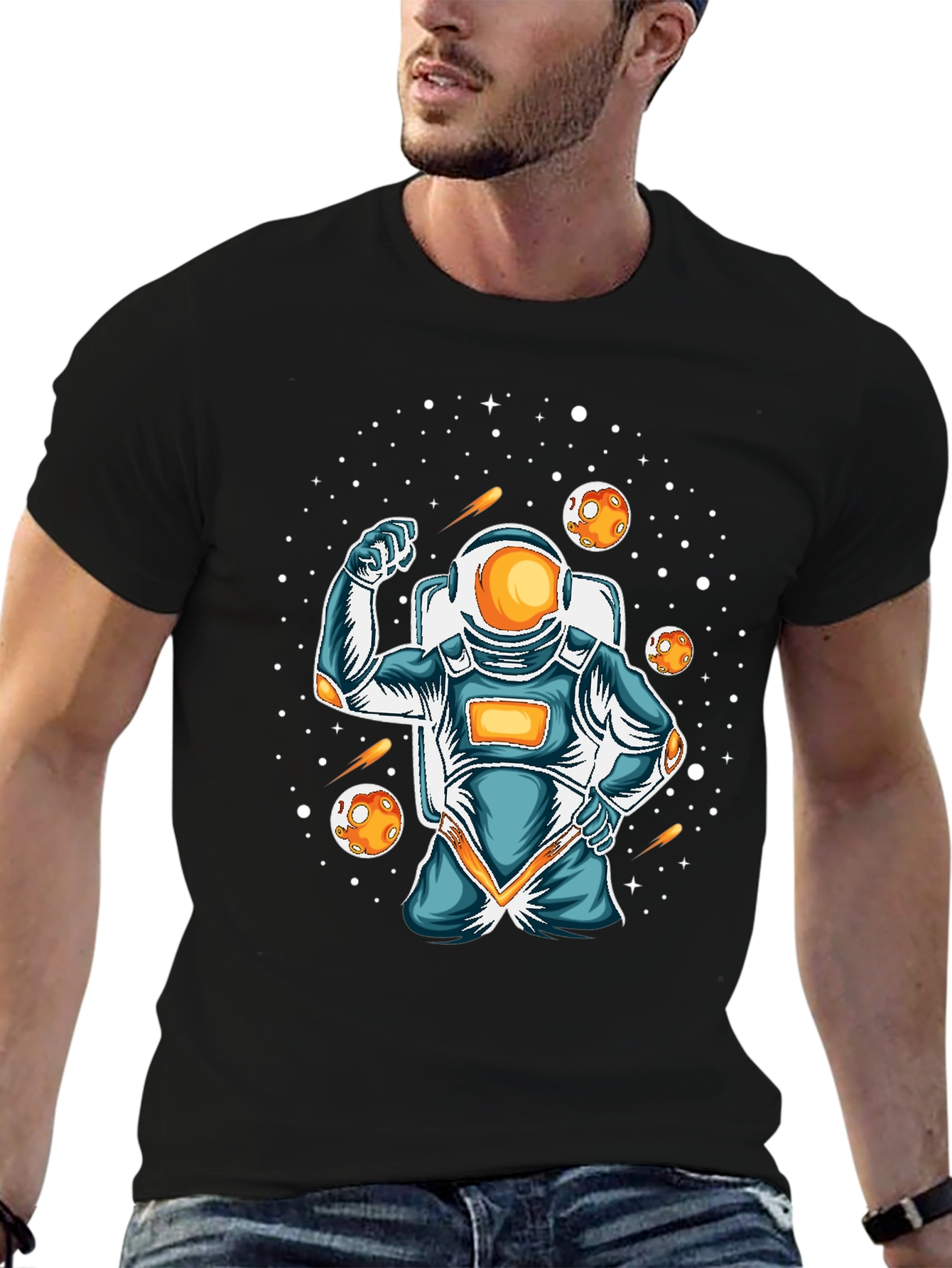 Astronaut Flexing Graphic T-Shirt - Space Lover Apparel