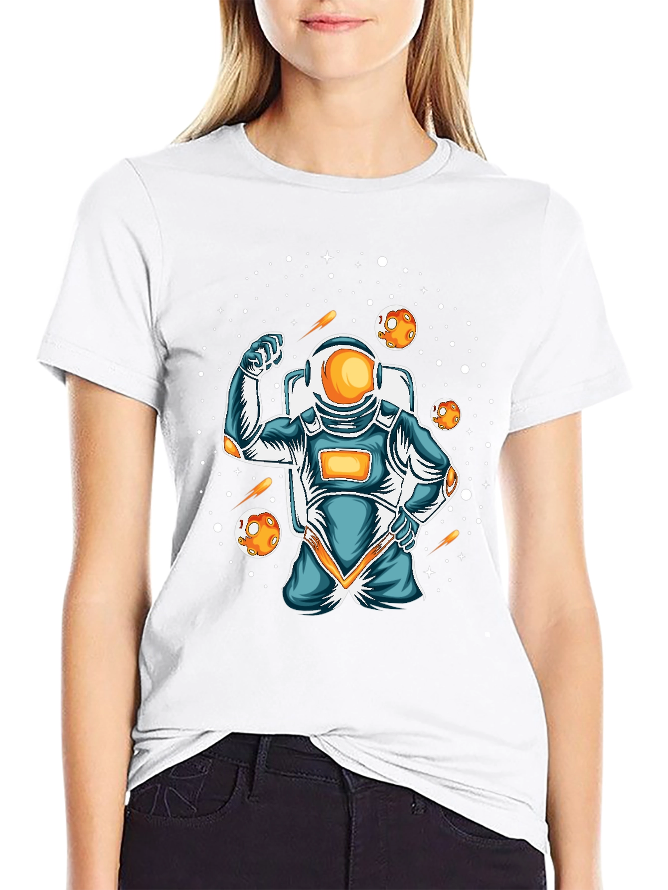 Astronaut Flexing Graphic T-Shirt - Space Lover Apparel