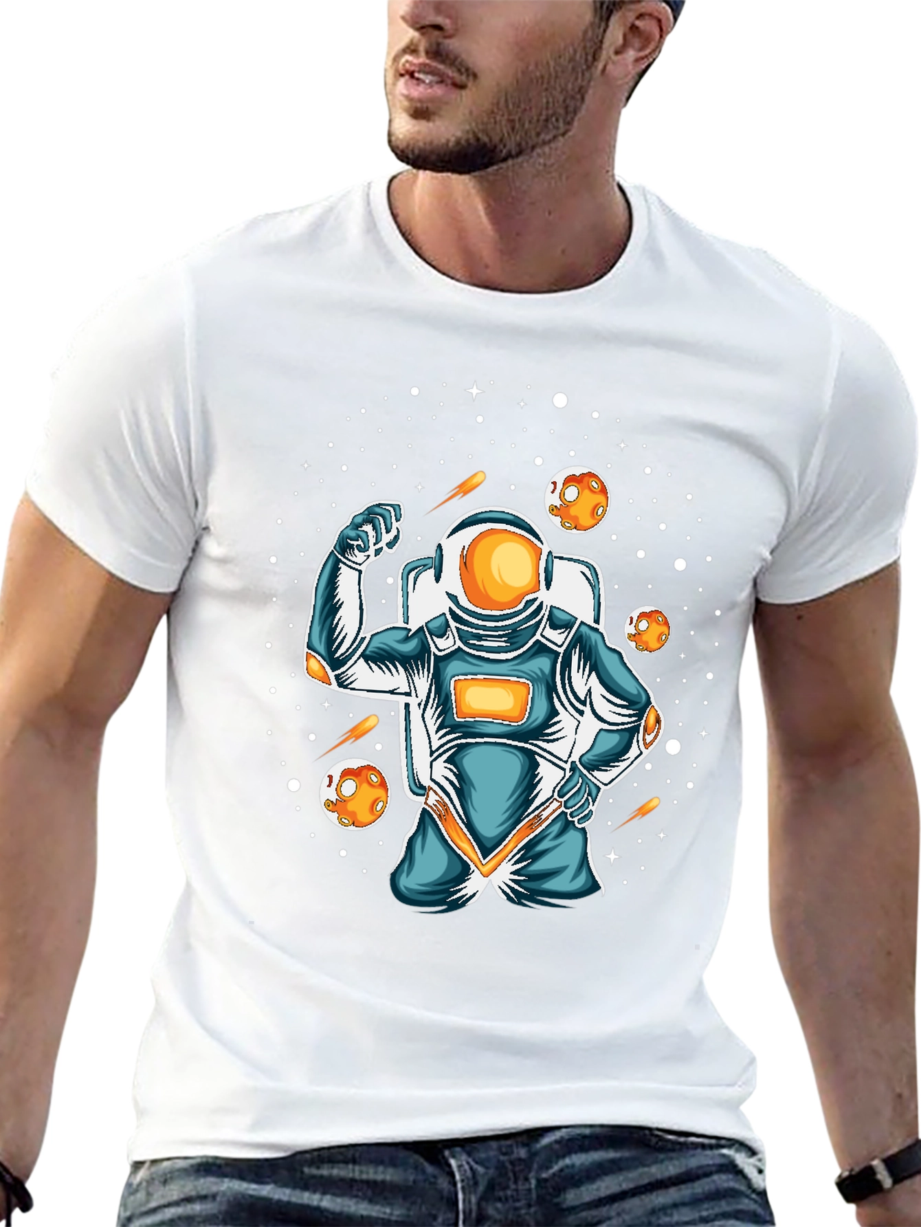 Astronaut Flexing Graphic T-Shirt - Space Lover Apparel