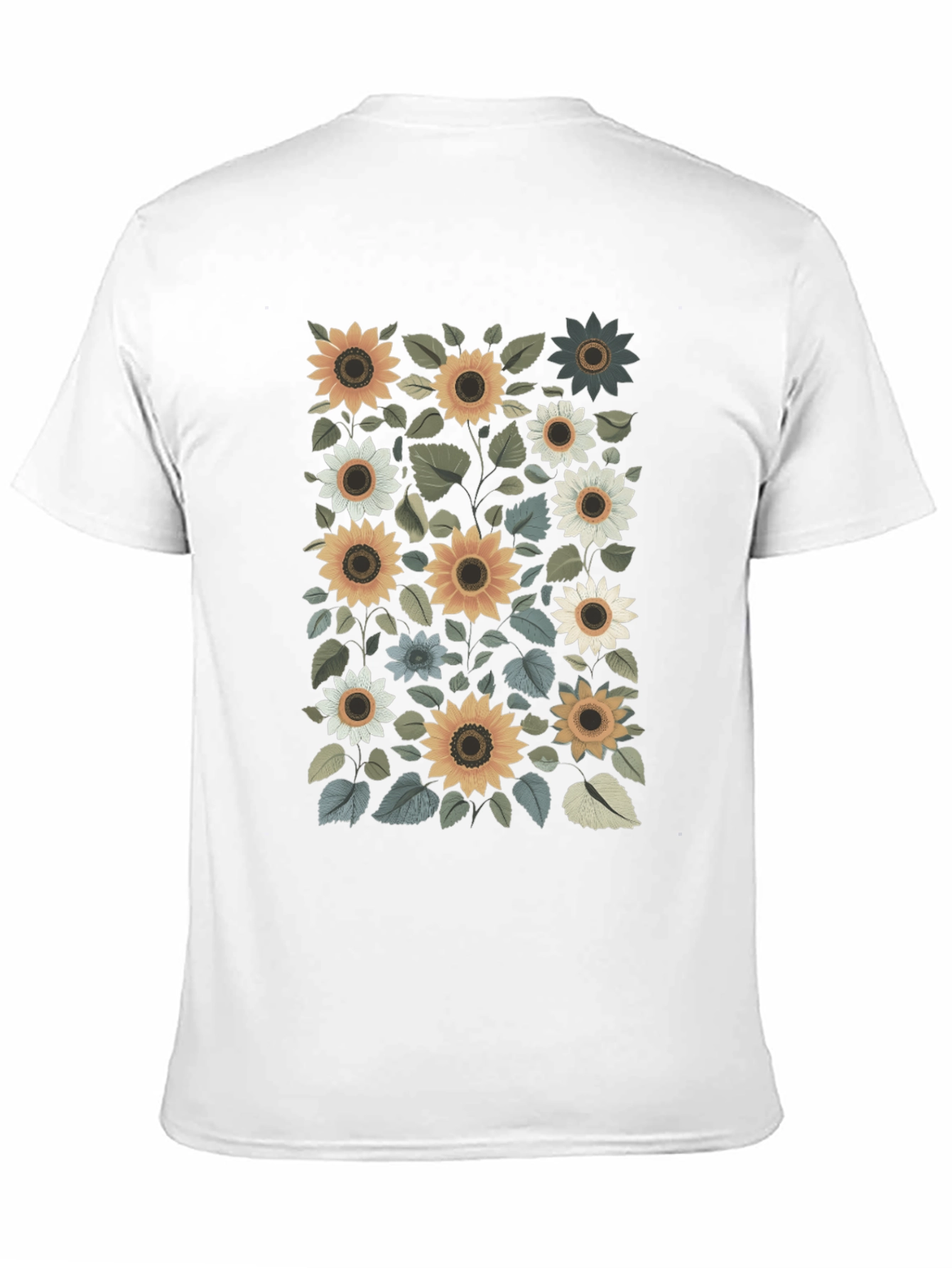Sunflower Print Black T-Shirt