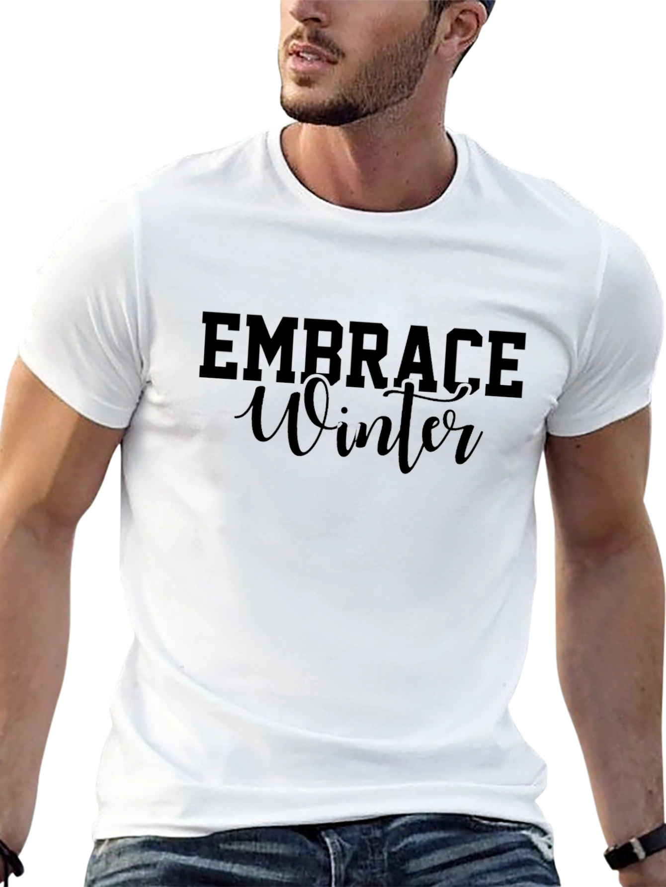 Embrace Winter Black Graphic Tee - Short Sleeve