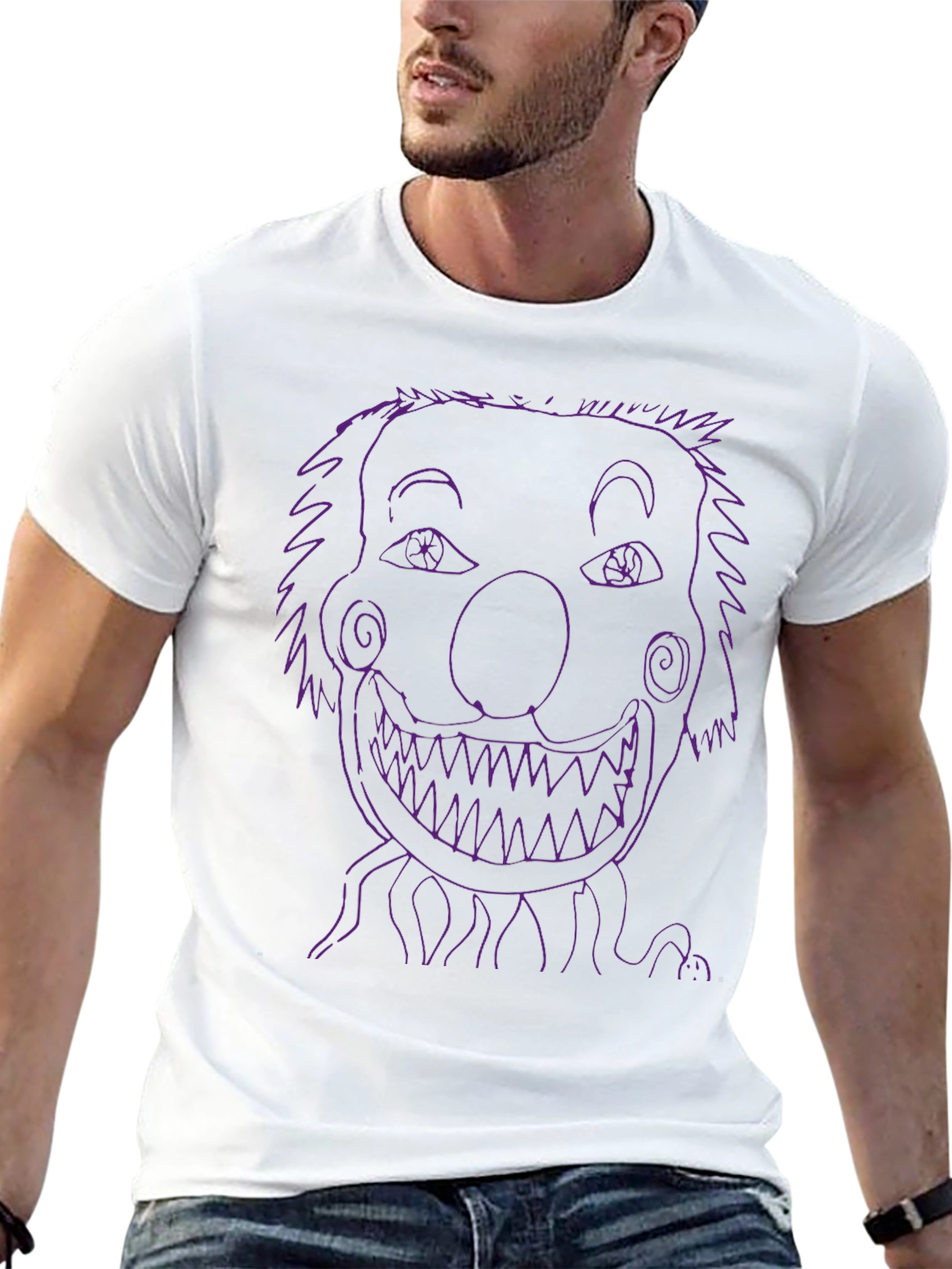 Creepy Clown Face T-Shirt - Mens Black Graphic Tee