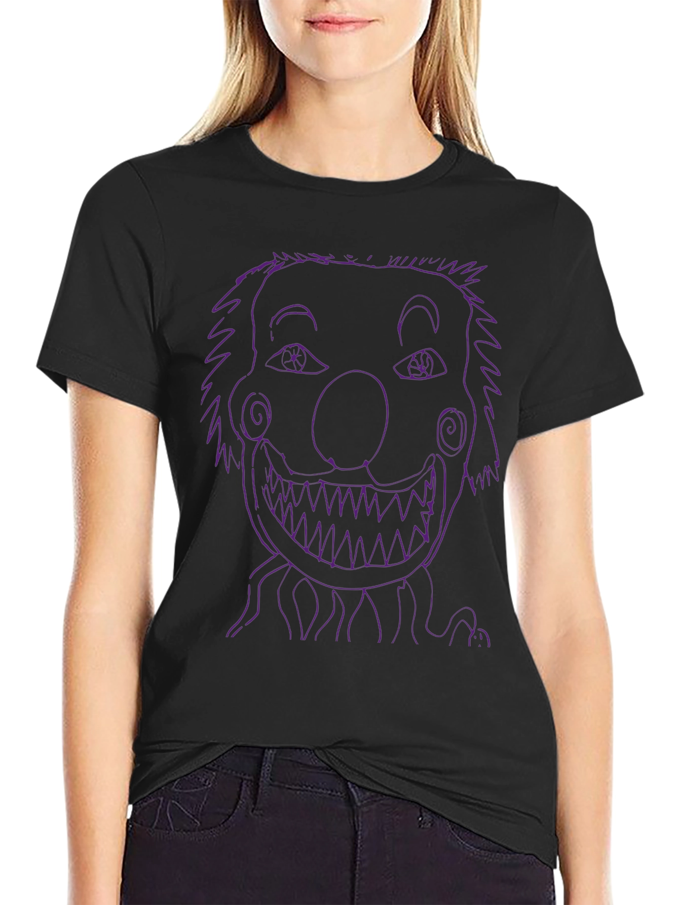 Creepy Clown Face T-Shirt - Mens Black Graphic Tee